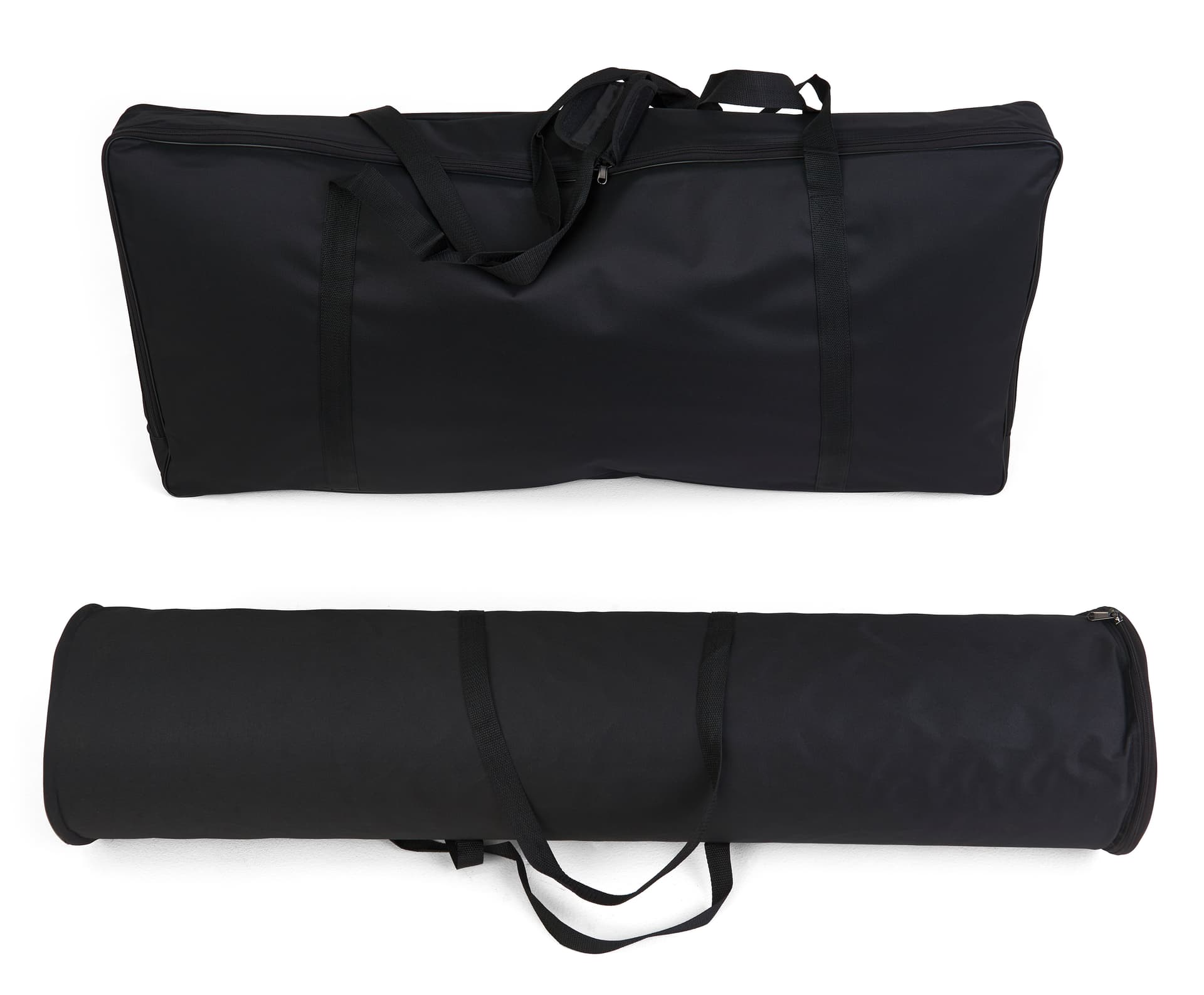 Portable trade show counter with two black carrying cases