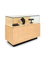Wooden display counter with laminated finish