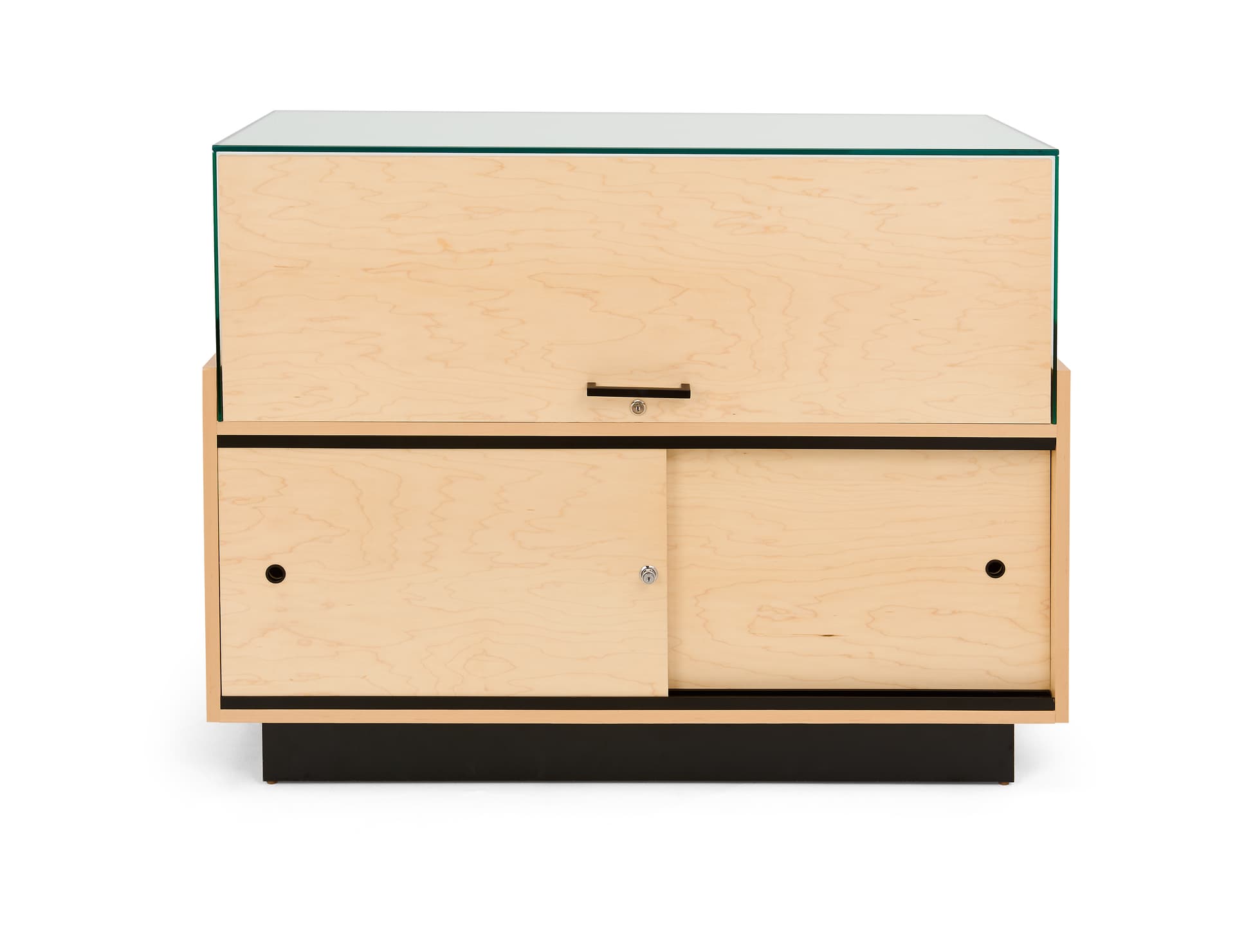 Wooden display counter with melamine laminated finish