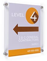Acrylic wall mount sign holder with standoffs and minimal design 