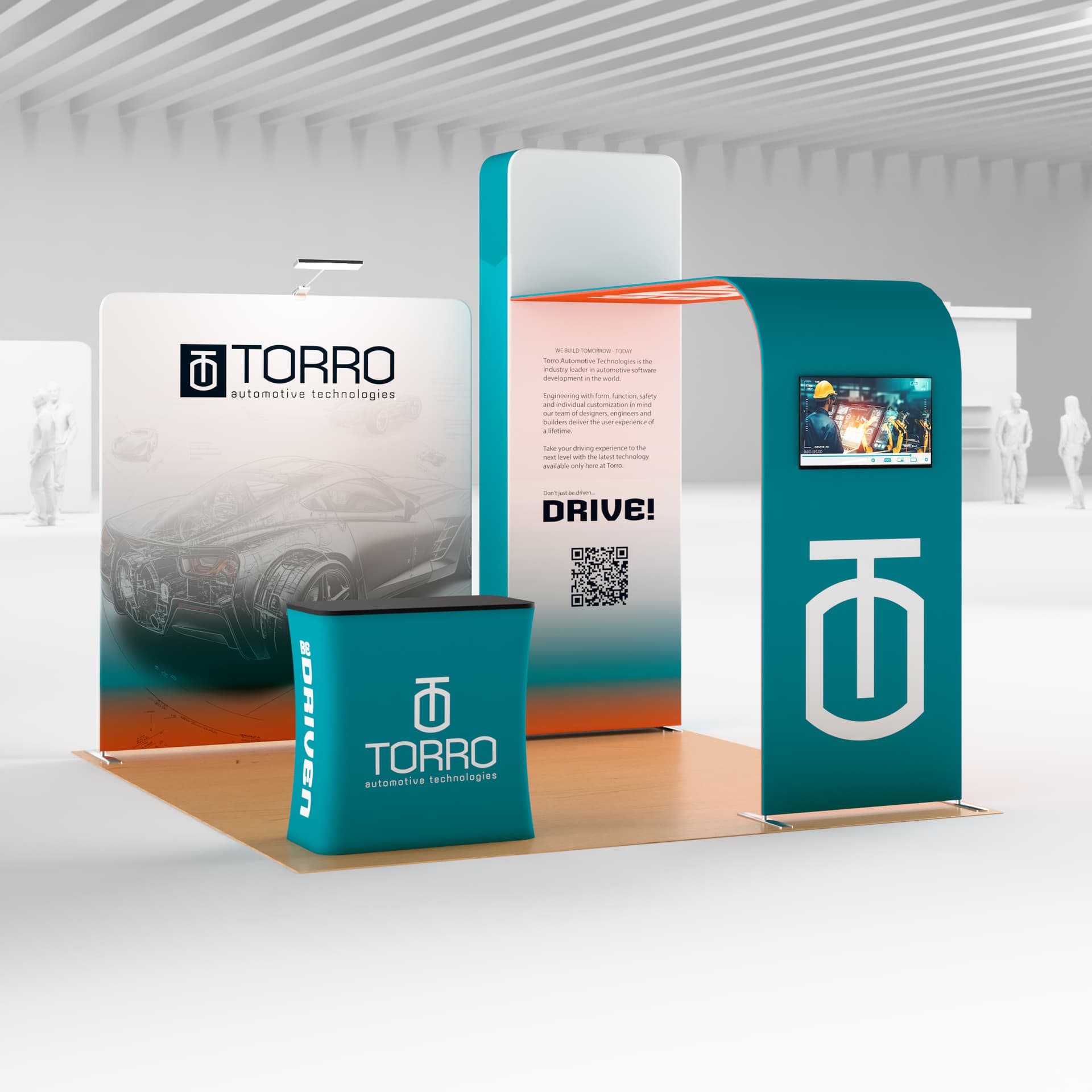 Modular trade show booth kit with durable aluminum frames 