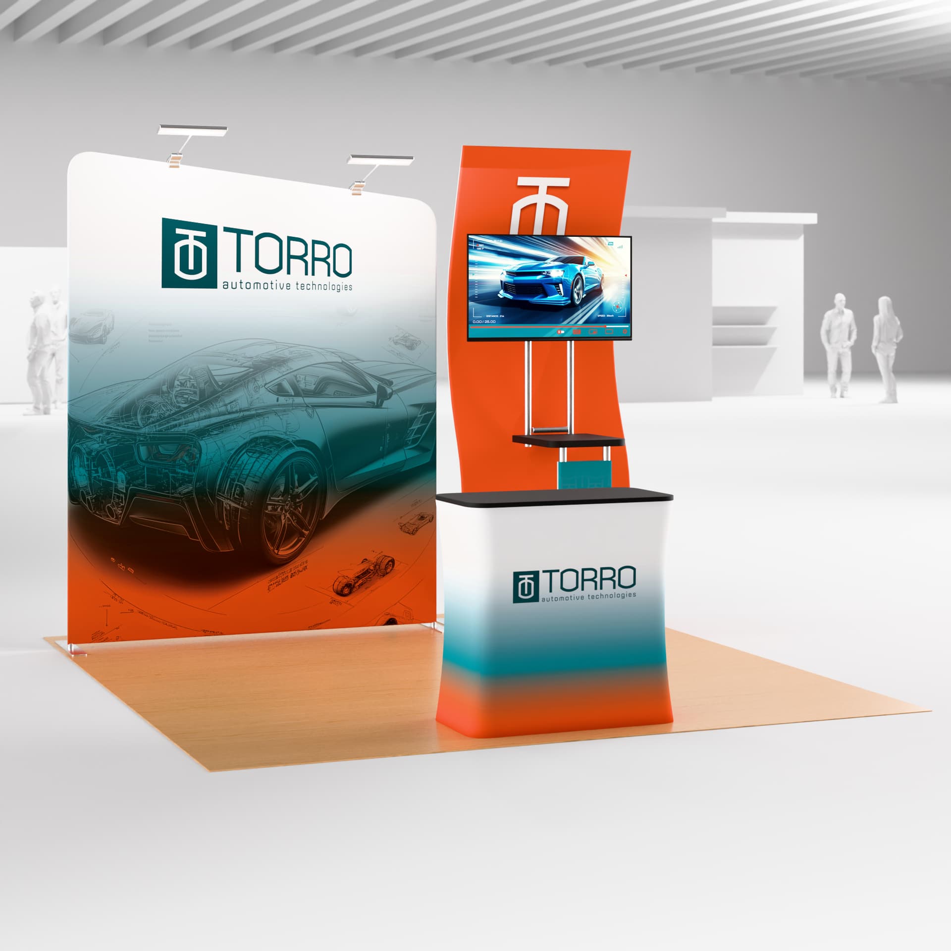 Complete trade show display setup with monitor mount 