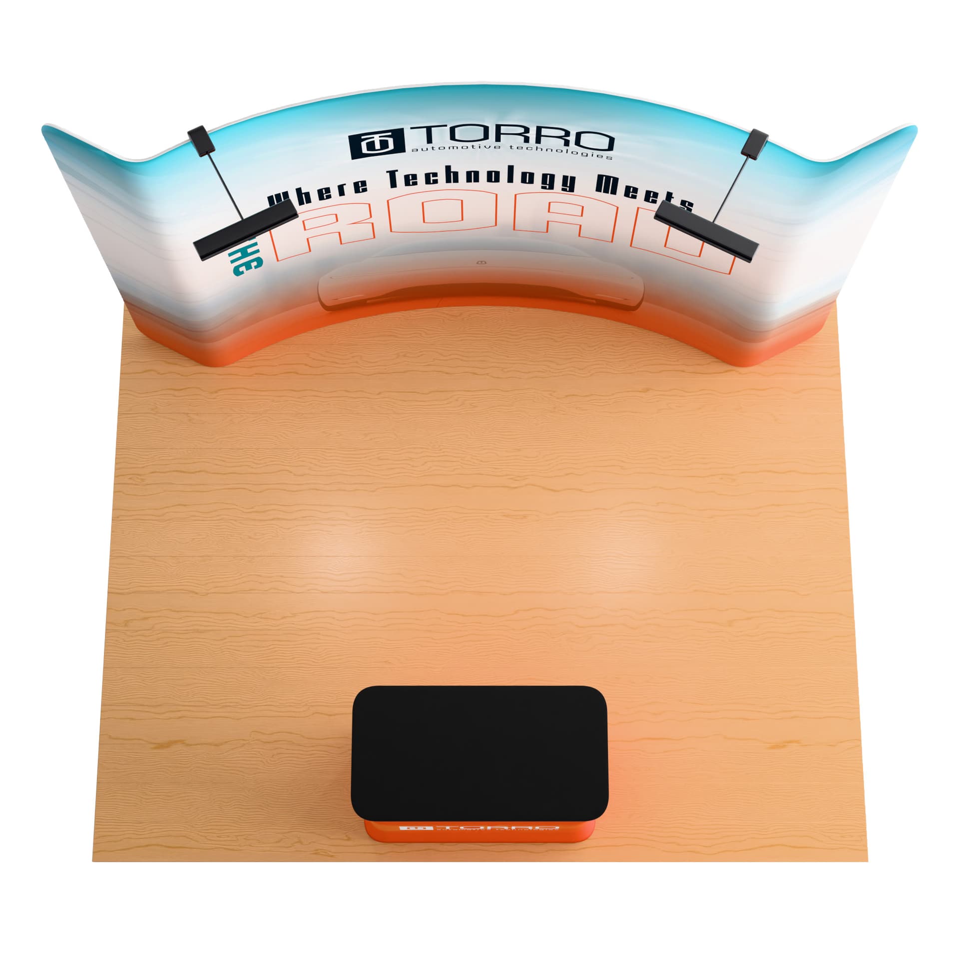 Curved trade show kit with machine washable graphics 