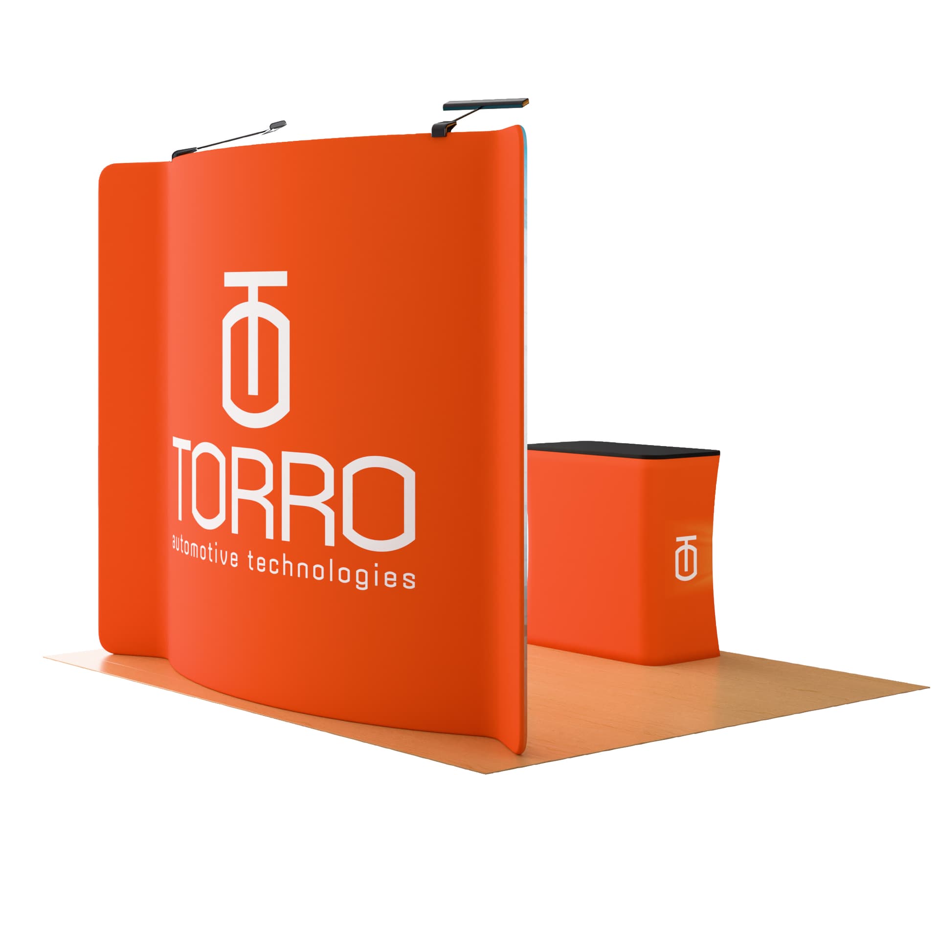 Curved trade show kit with double sided graphics 