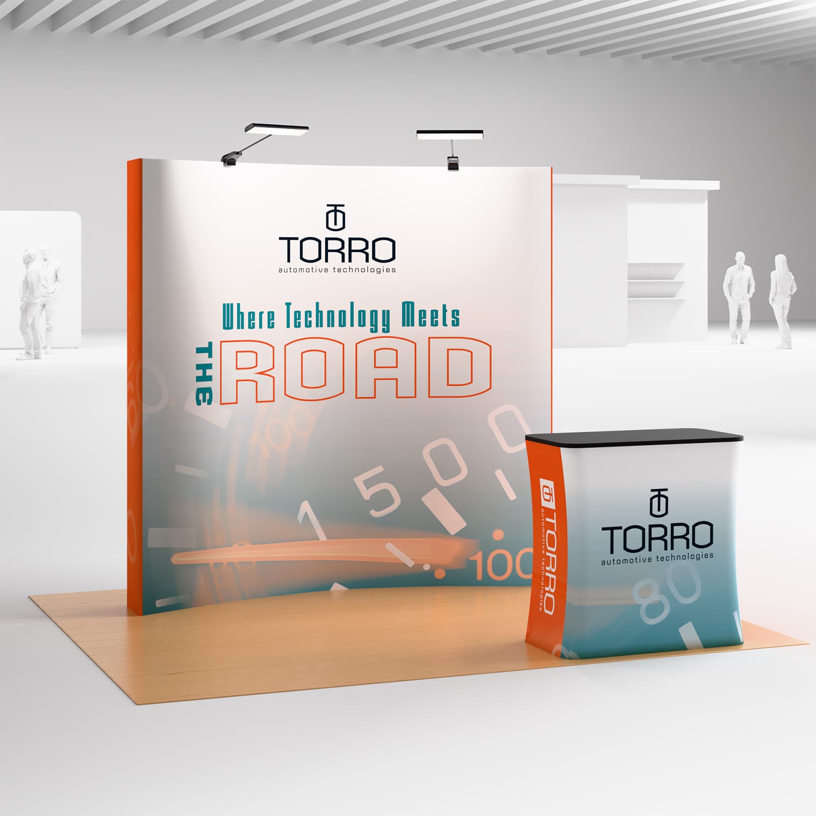 Curved pop up trade show booth with custom dye sublimation artwork 