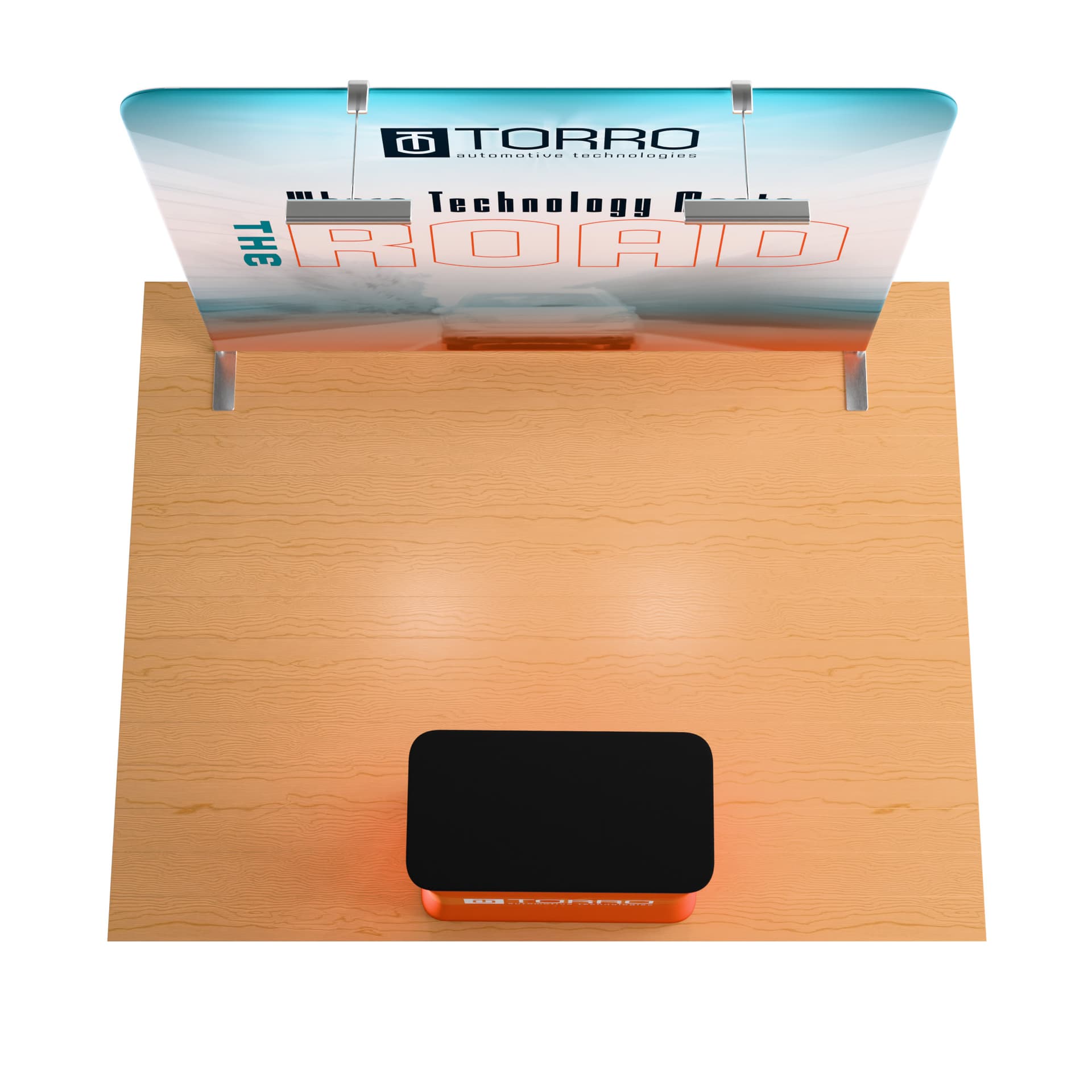 Custom trade show kit with backdrop and storage case counter 