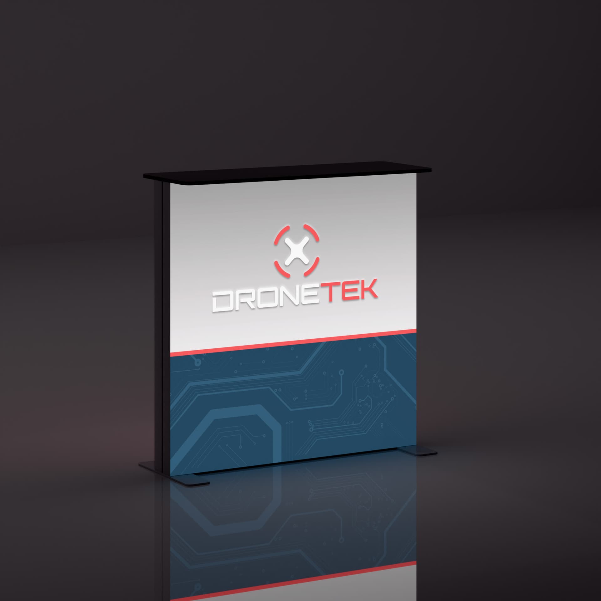 Custom illuminated trade show counter with silicone edge graphics 