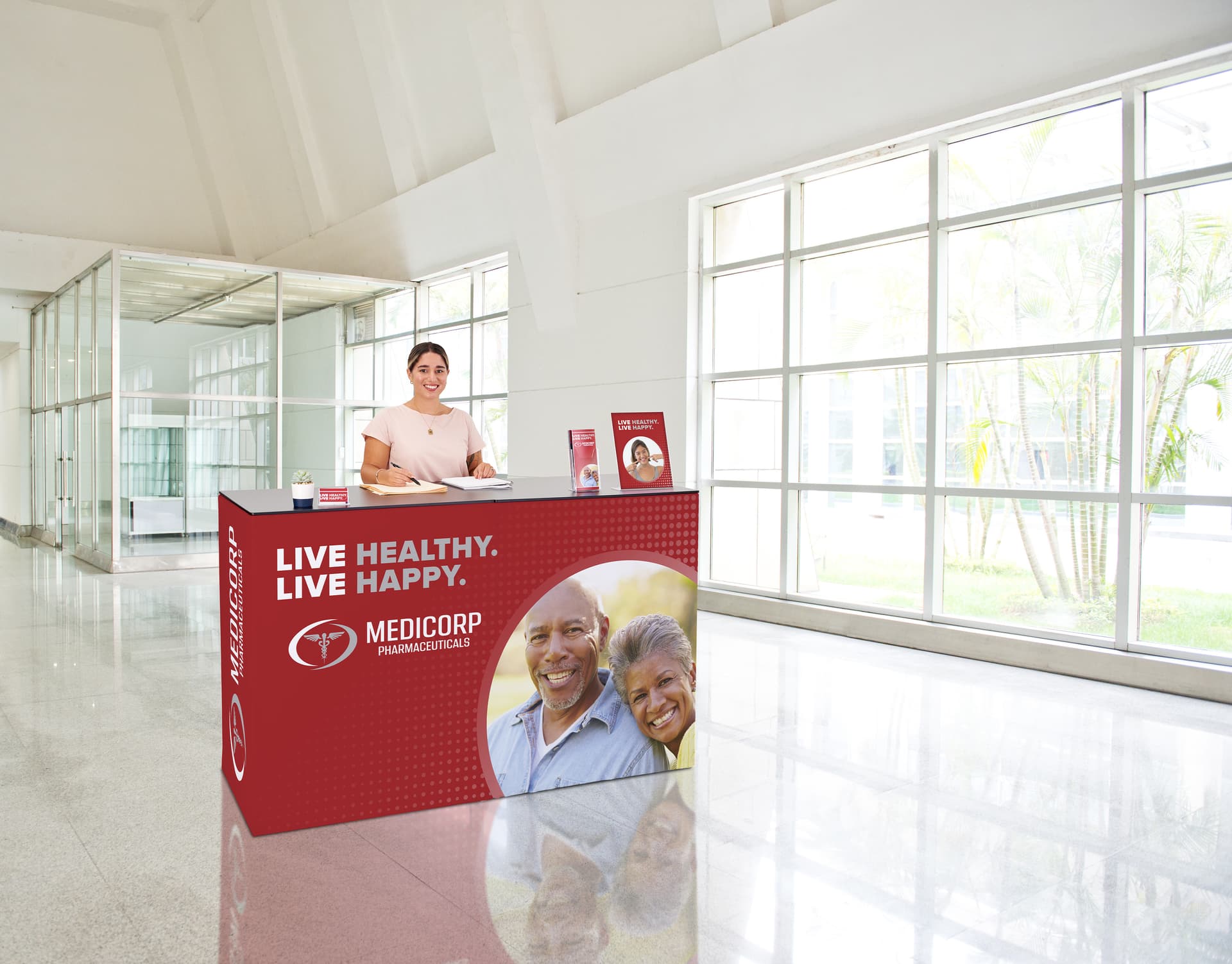 Fabric pop up counters are easy to assemble 