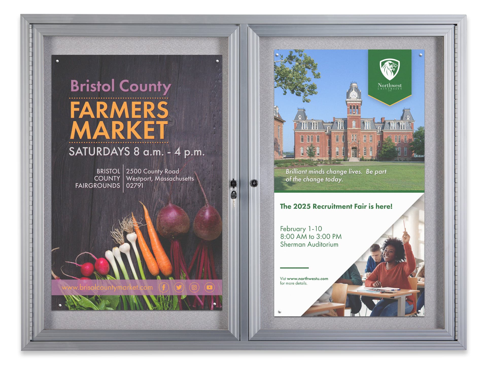 Enclosed locking bulletin board