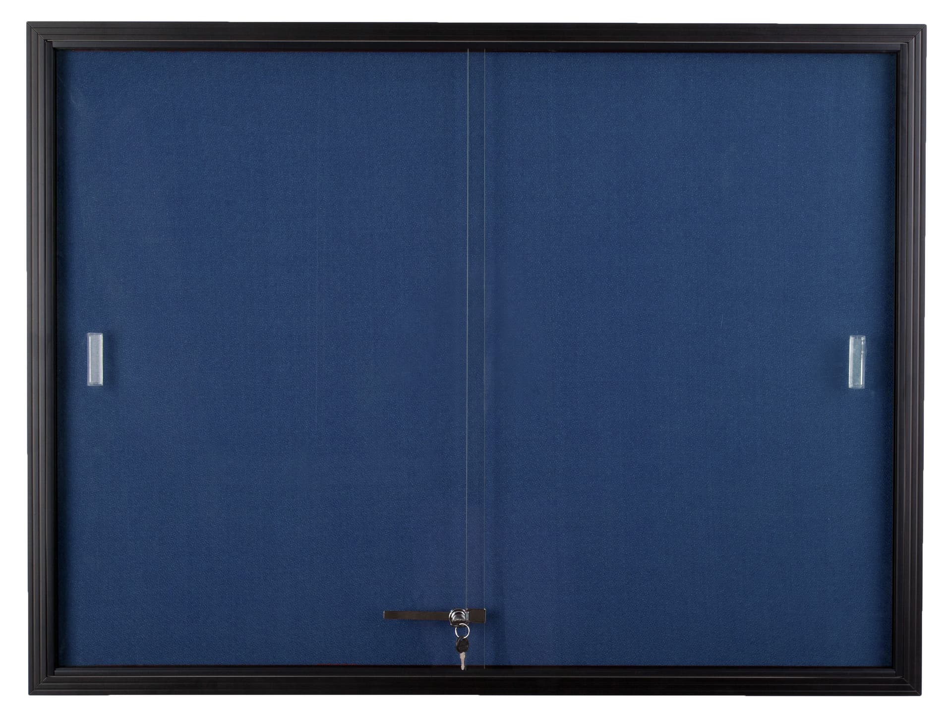 Blue Fabric Bulletin Board with Sliding Glass Doors