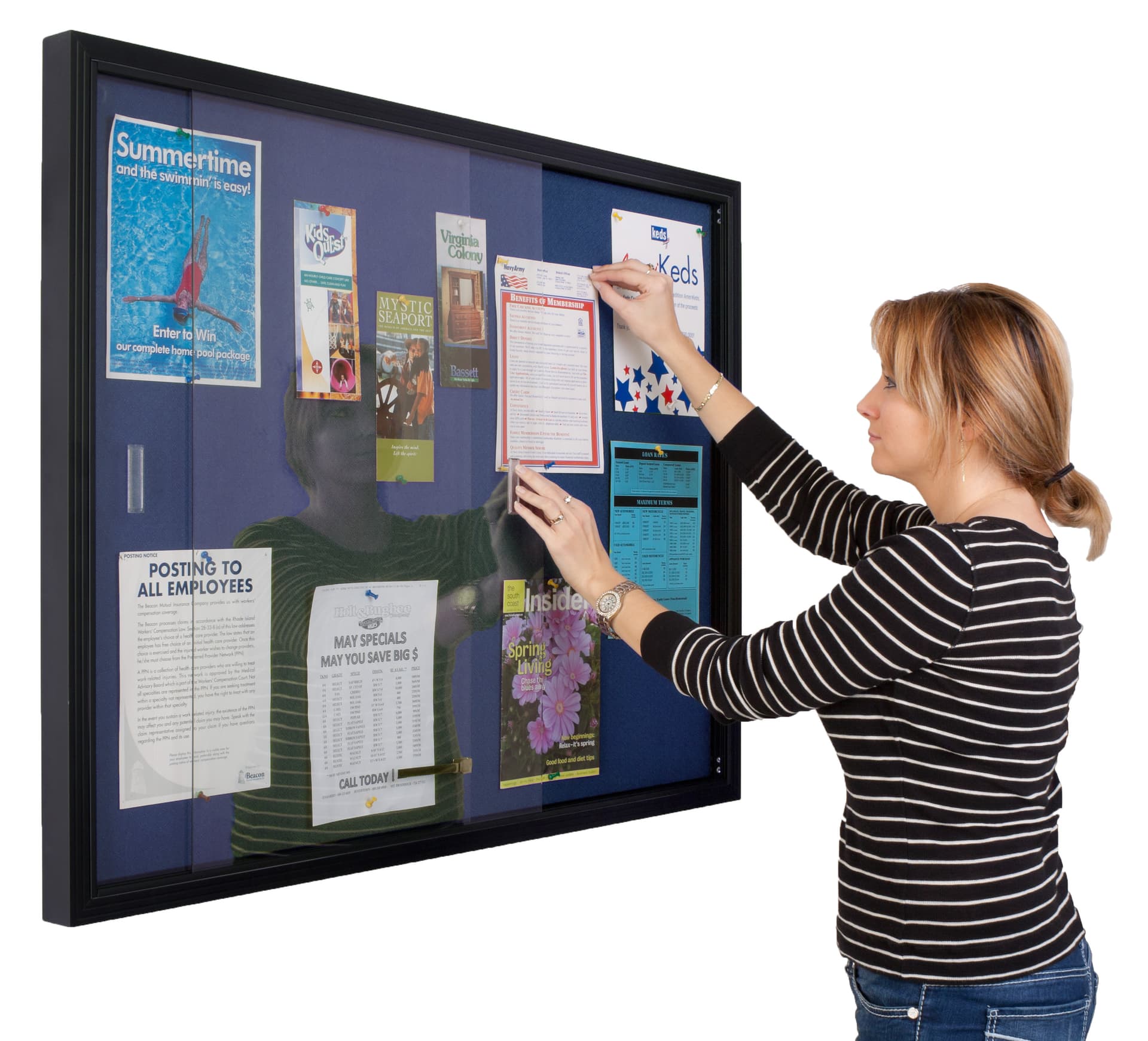 Blue Fabric Bulletin Board, 48" Wide