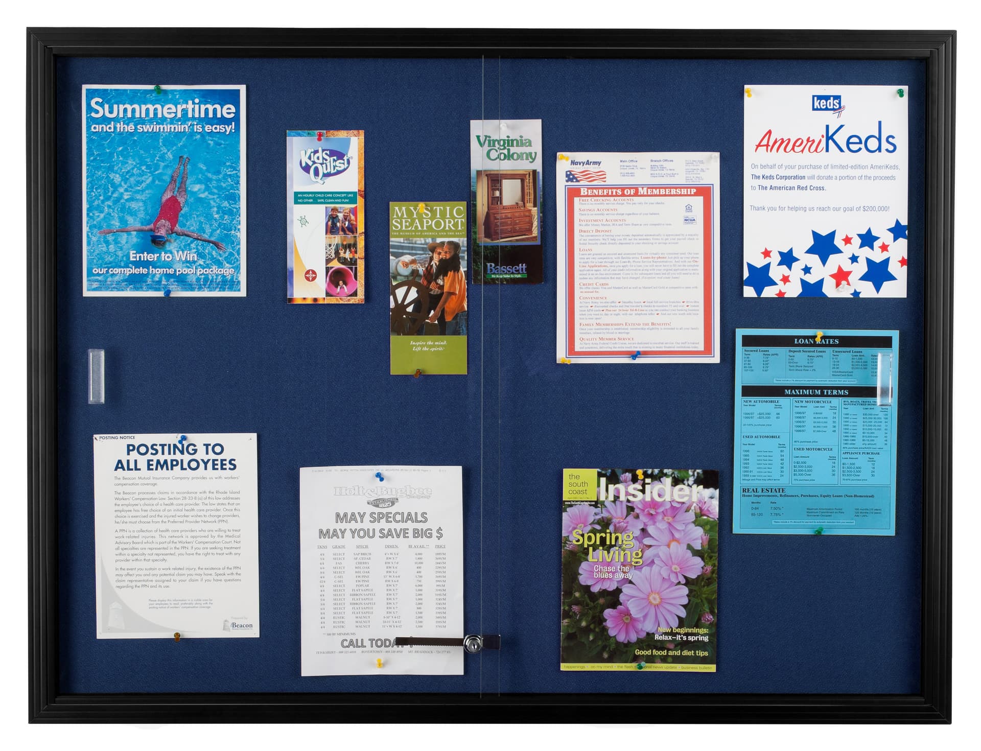 Blue Fabric Bulletin Board, 36" Tall