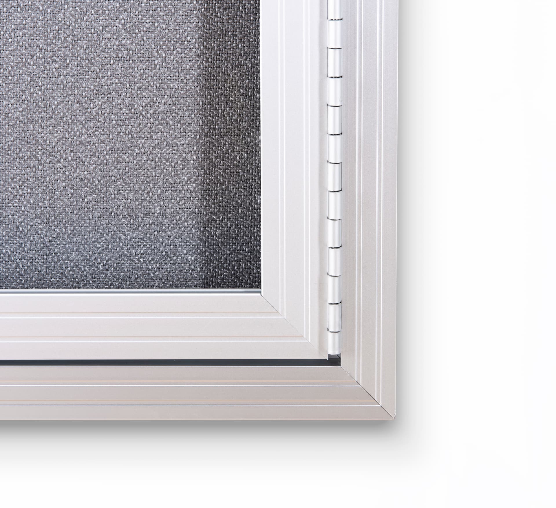 Enclosed polycarbonate bulletin board with swing doors and silver frame
