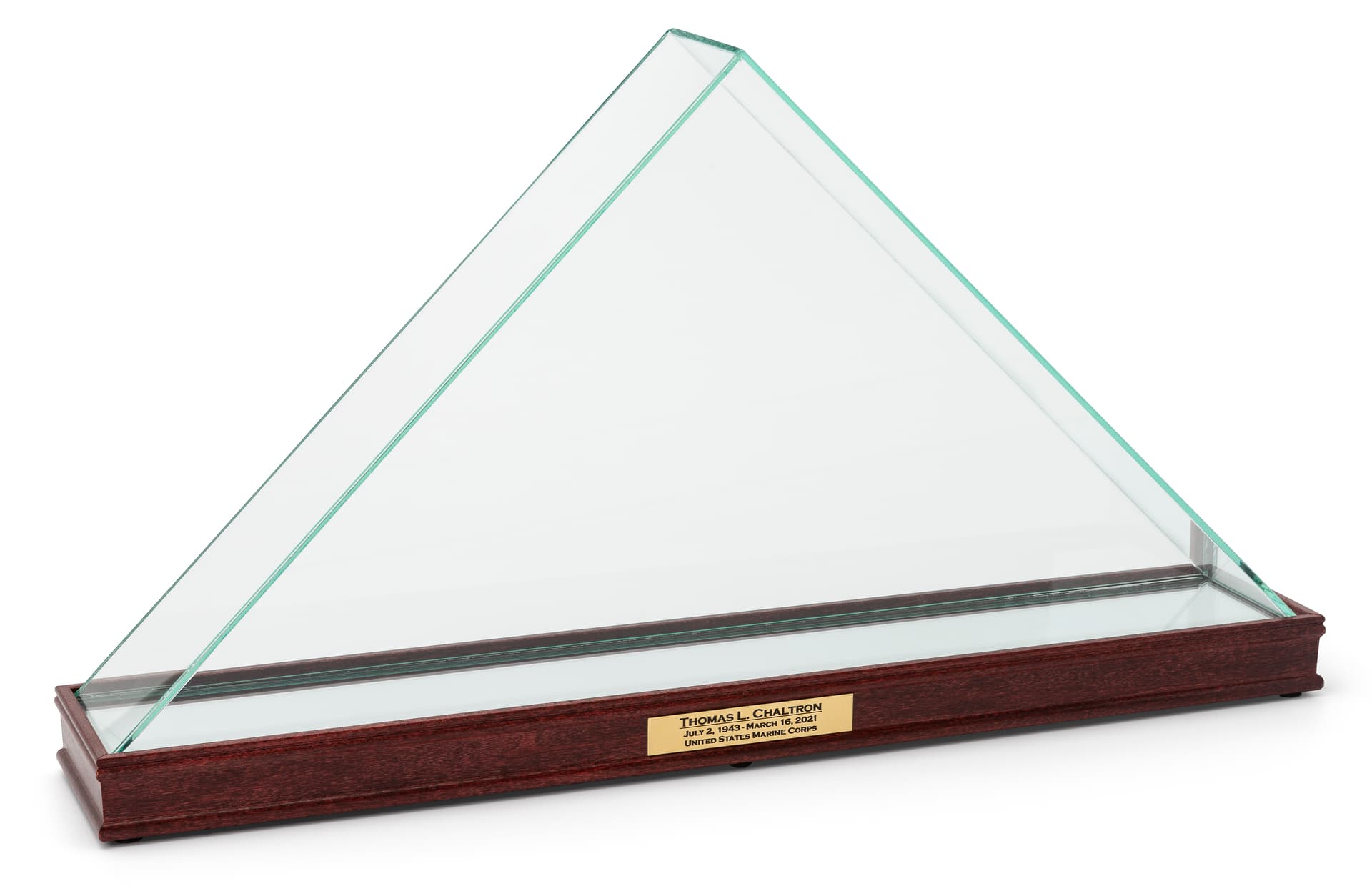 Glass commemorative American flag display