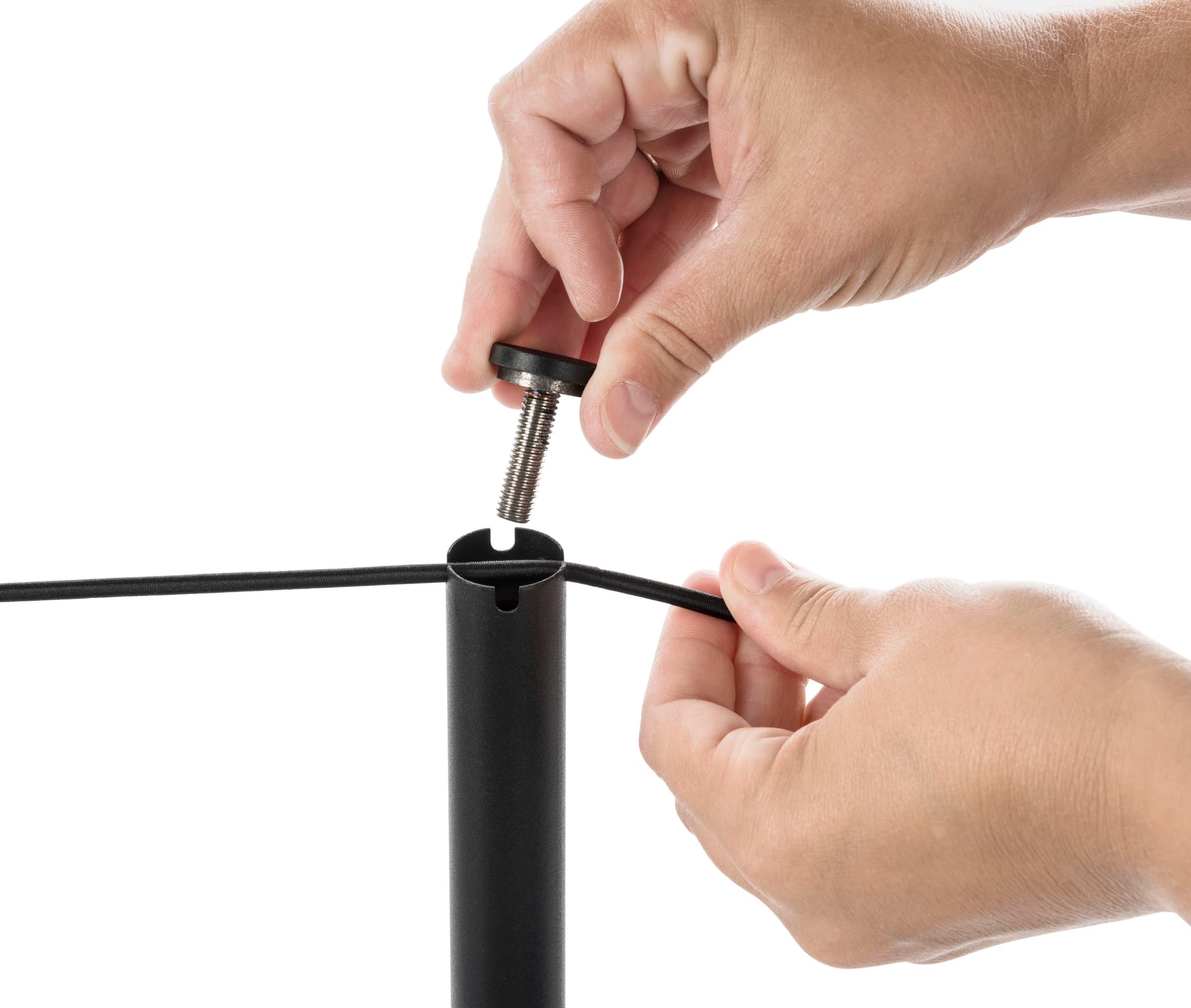Screw-off Top on the 4-Post Low Profile Stanchion Barrier System