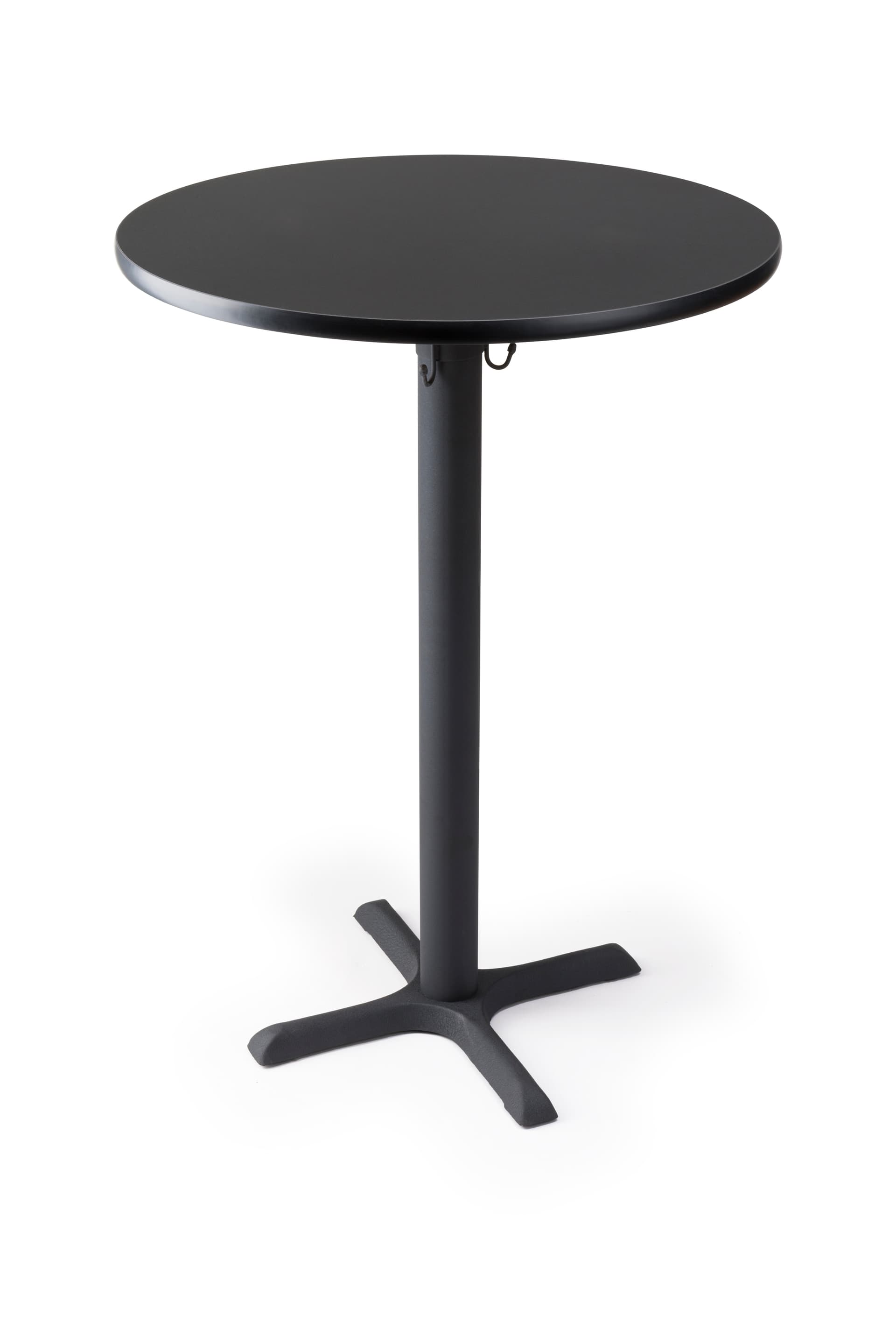 30" black bar table seats four comfortably