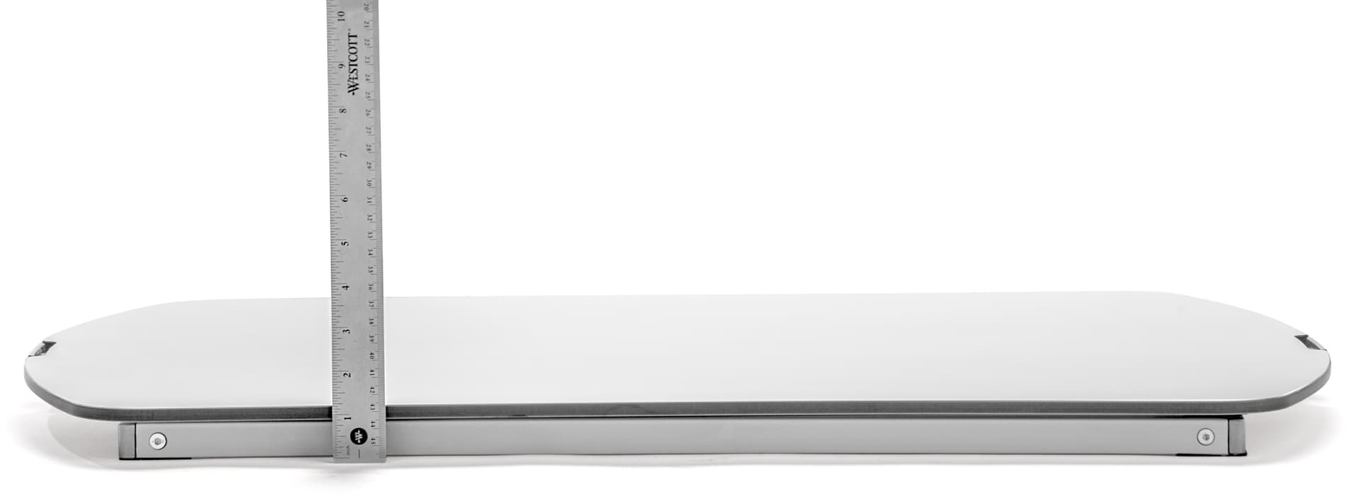 Height adjustable standing desk converter with slim profile
