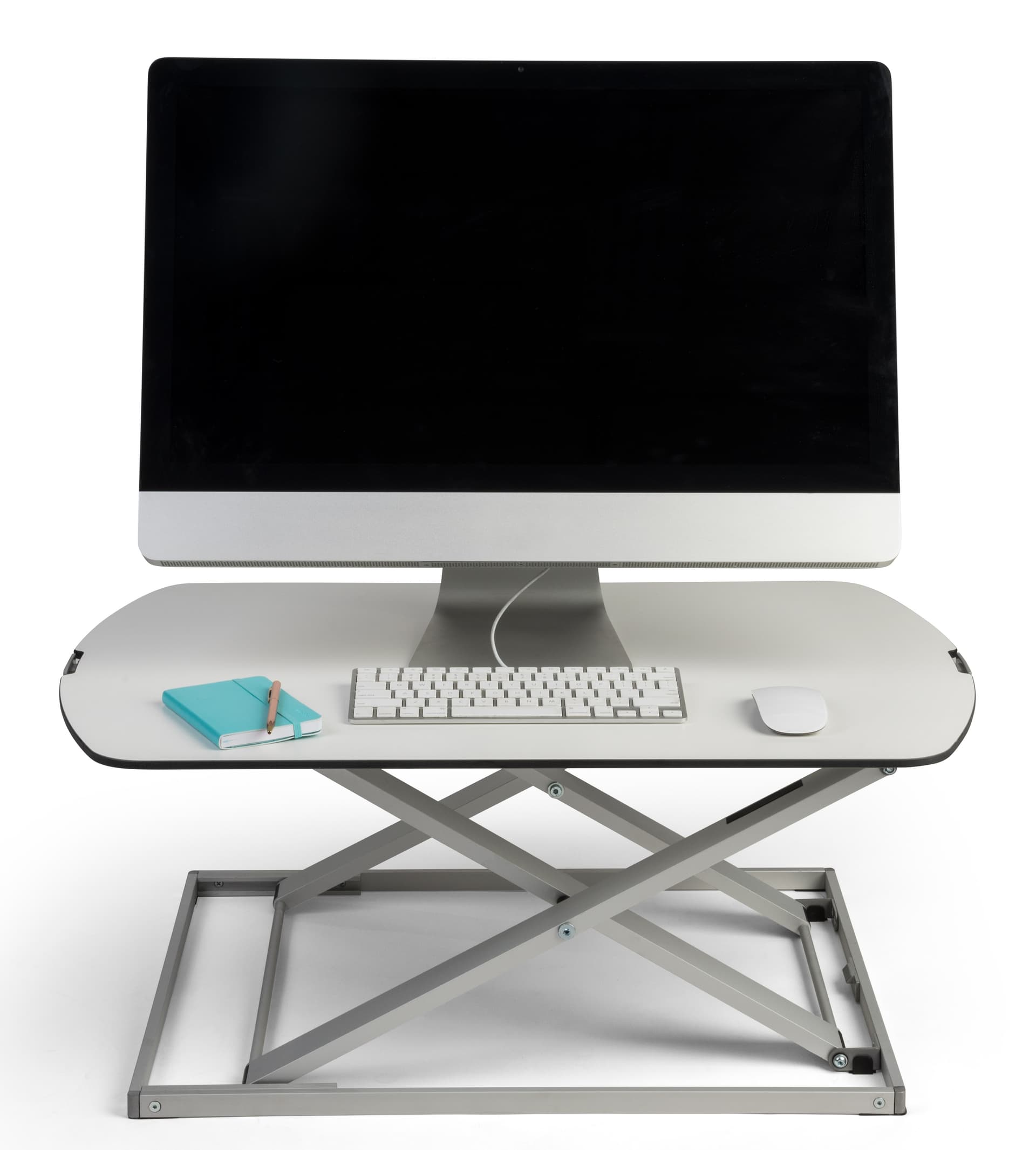 Height adjustable standing desk converter for a more comfortable workday