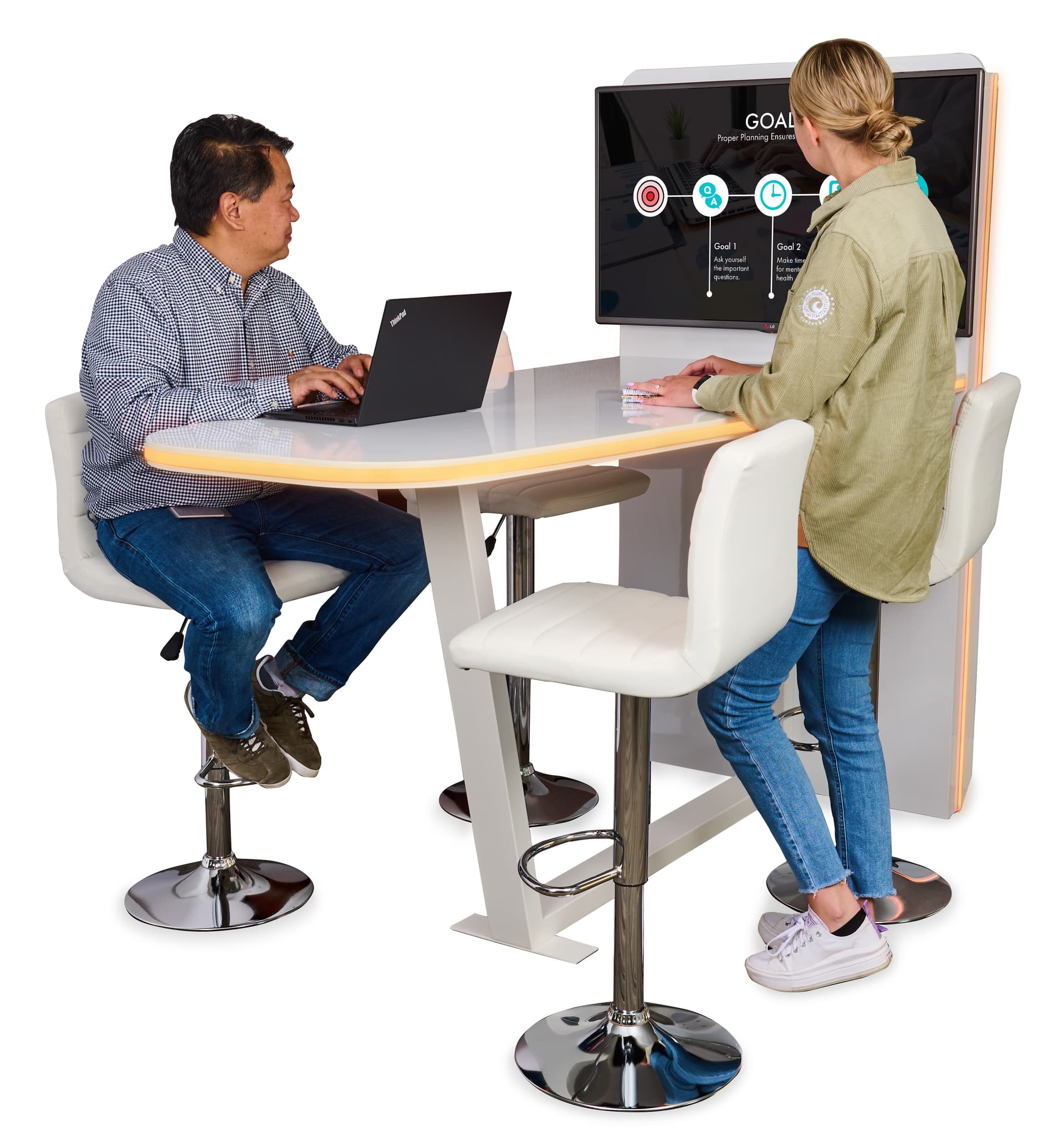 Multimedia conference table with color changing lights
