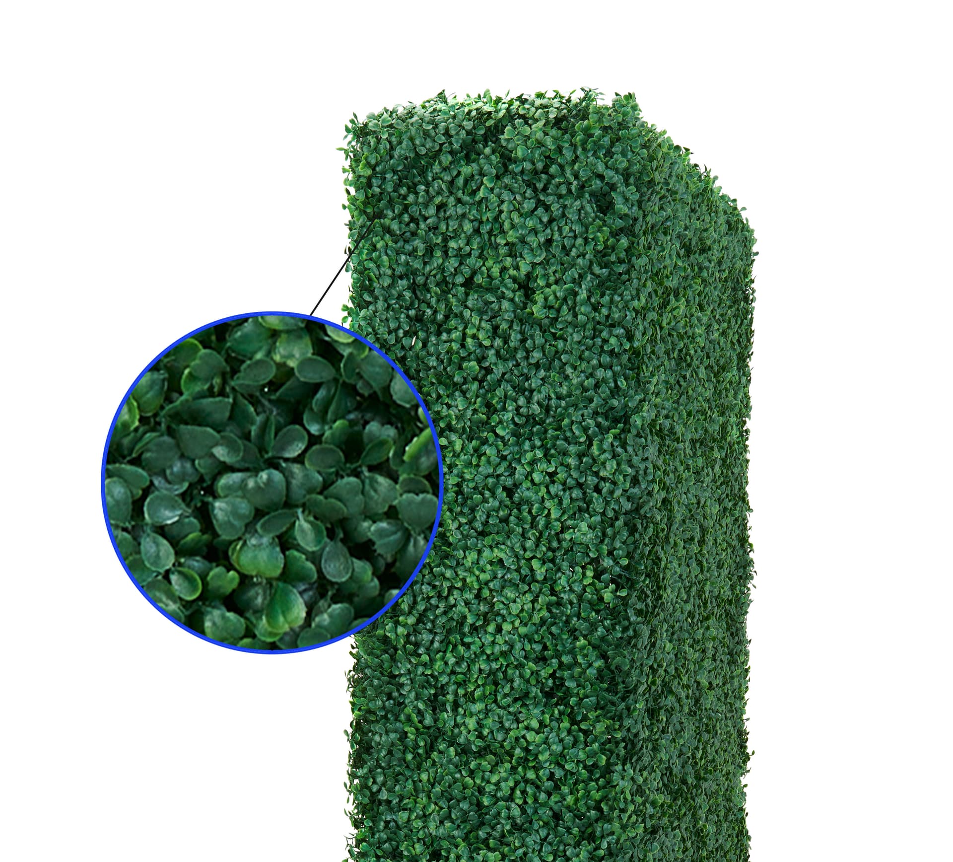 Artificial boxwood hedge panels made of polyethylene and polypropylene