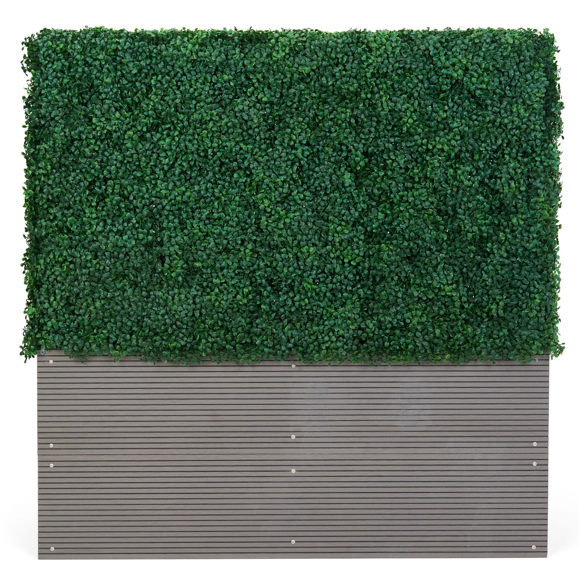 Artificial boxwood hedge with planter box and 49 by 49 size