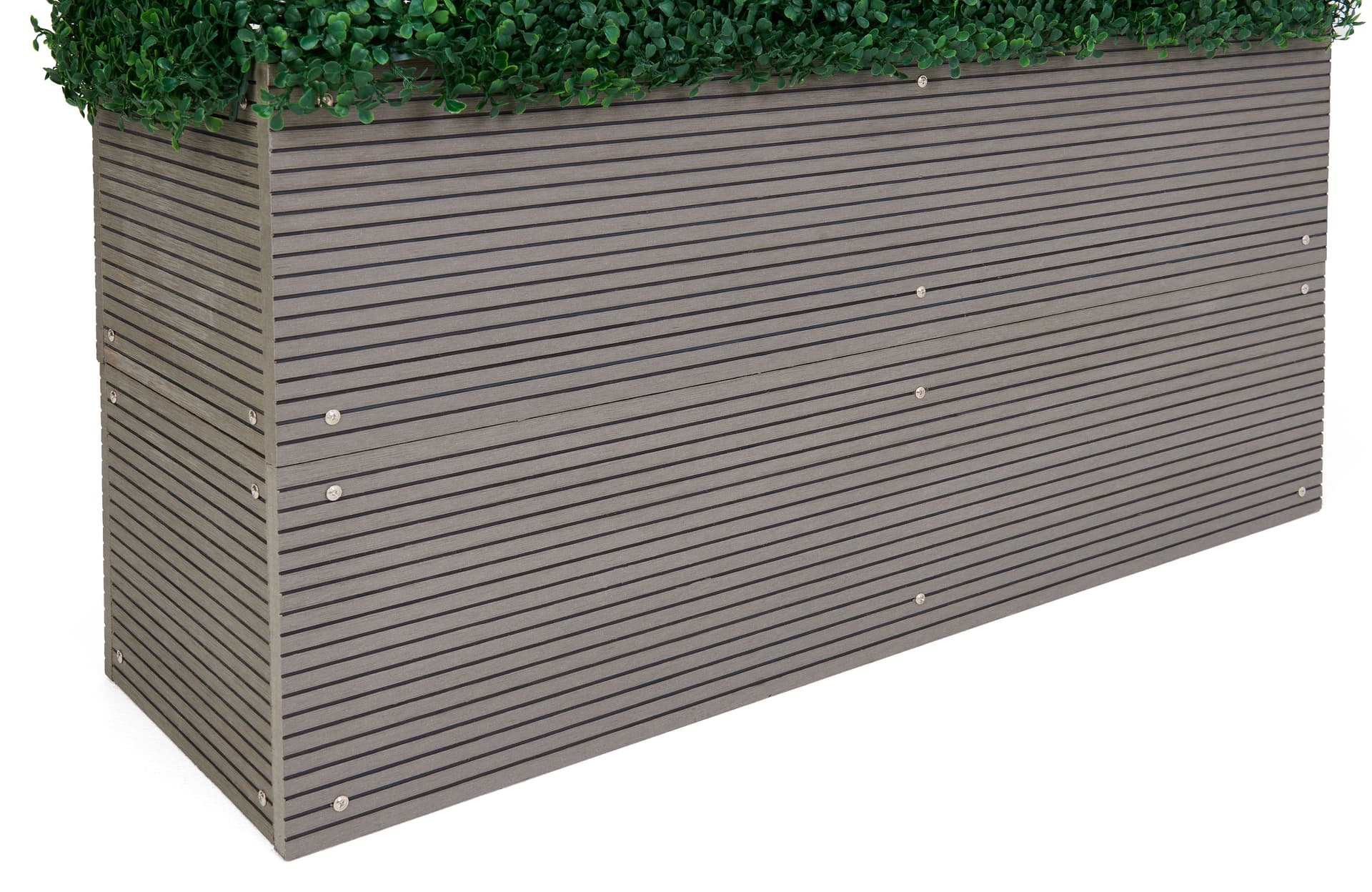 Artificial boxwood hedge with planter box and all-weather WPC base