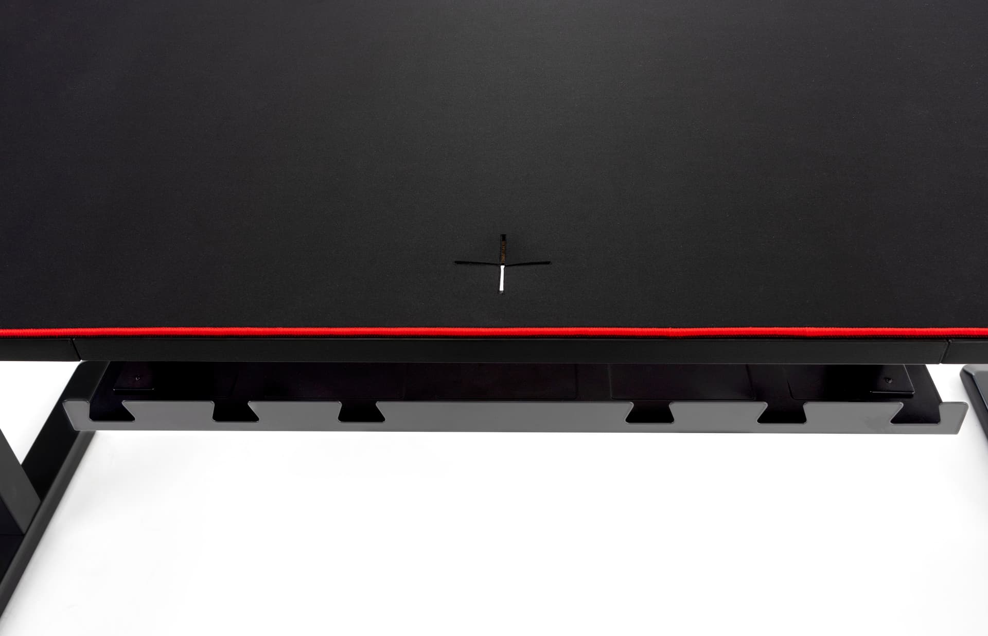 Adjustable computer desktop with concealed cord management tray 