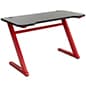 47.25"w Gaming Computer Desk with Z-Shaped Design, Floor Levelers - Red