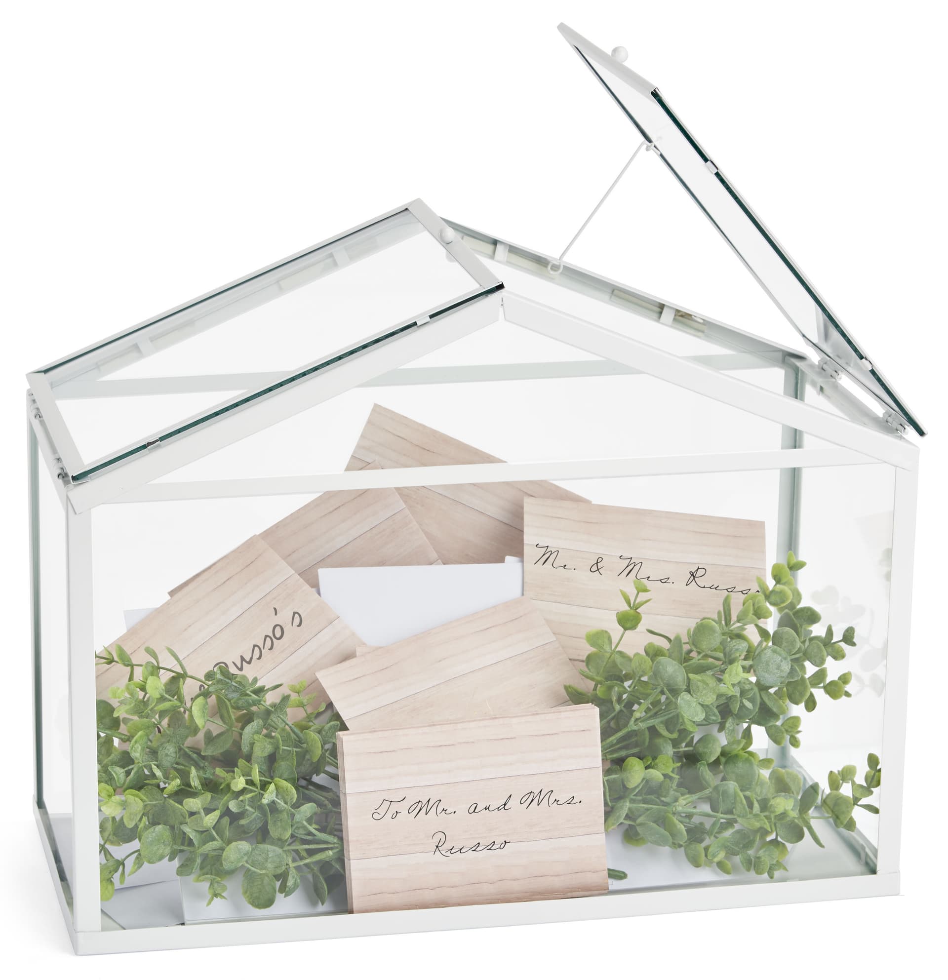 Glass wedding money card box with propping bars