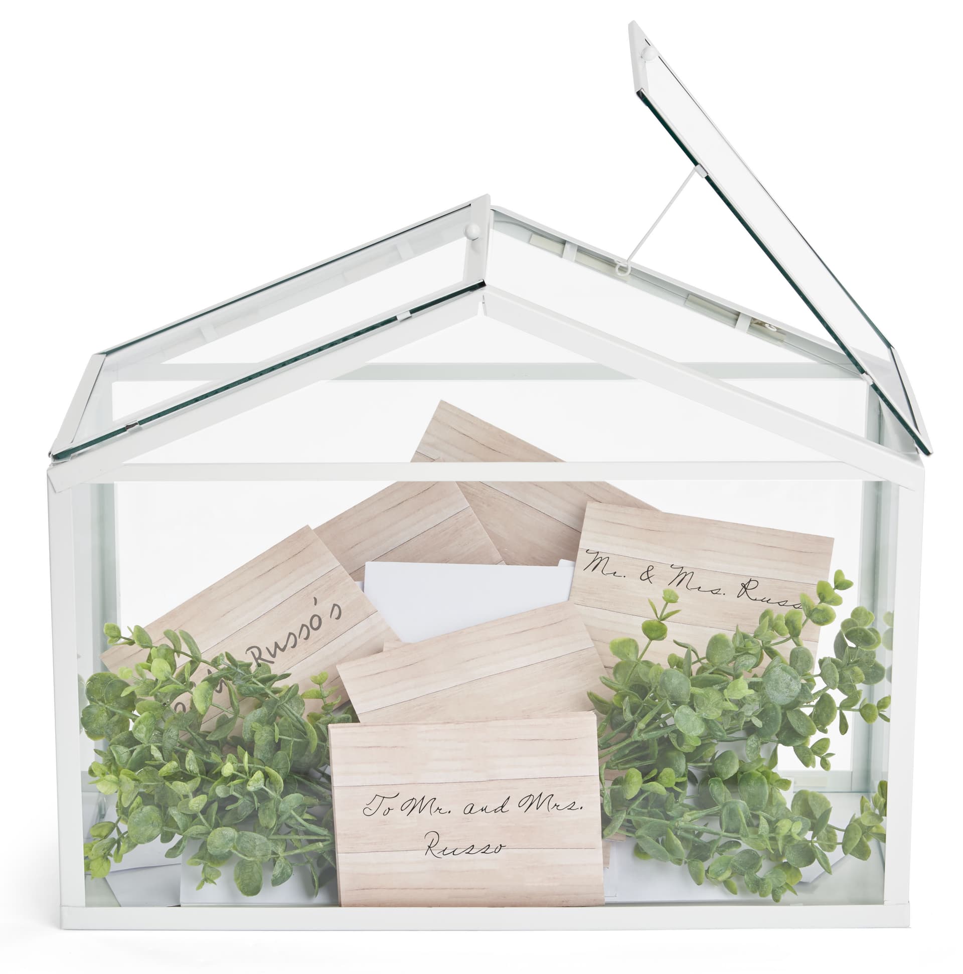Glass wedding money card box for countertop placement 
