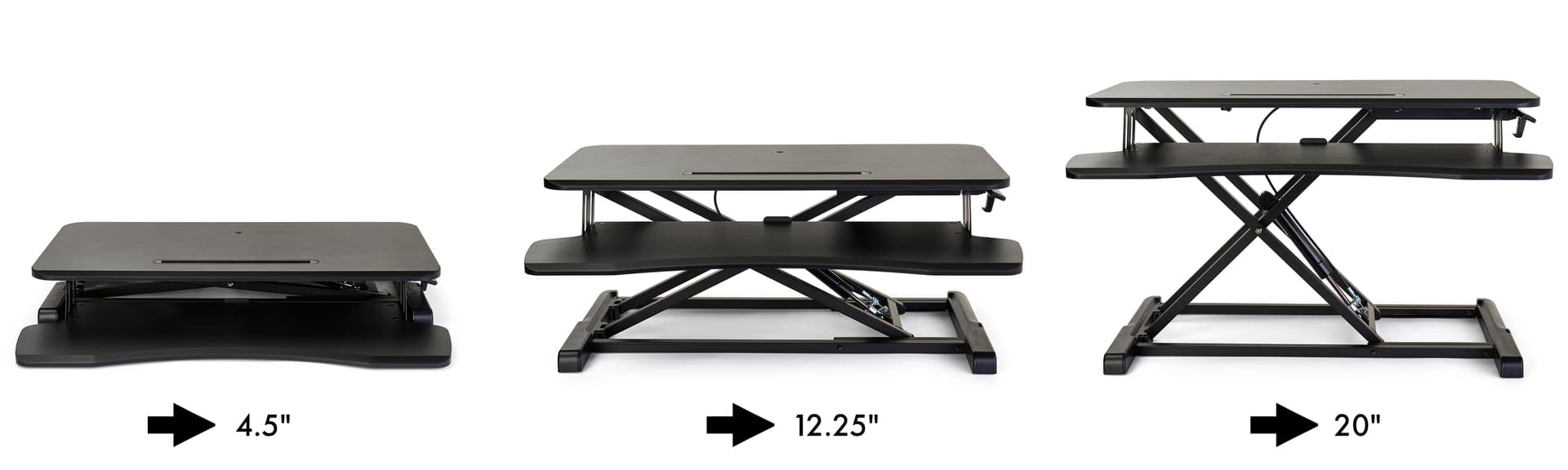 Gas-lift sit-stand desk converter is height adjustable 