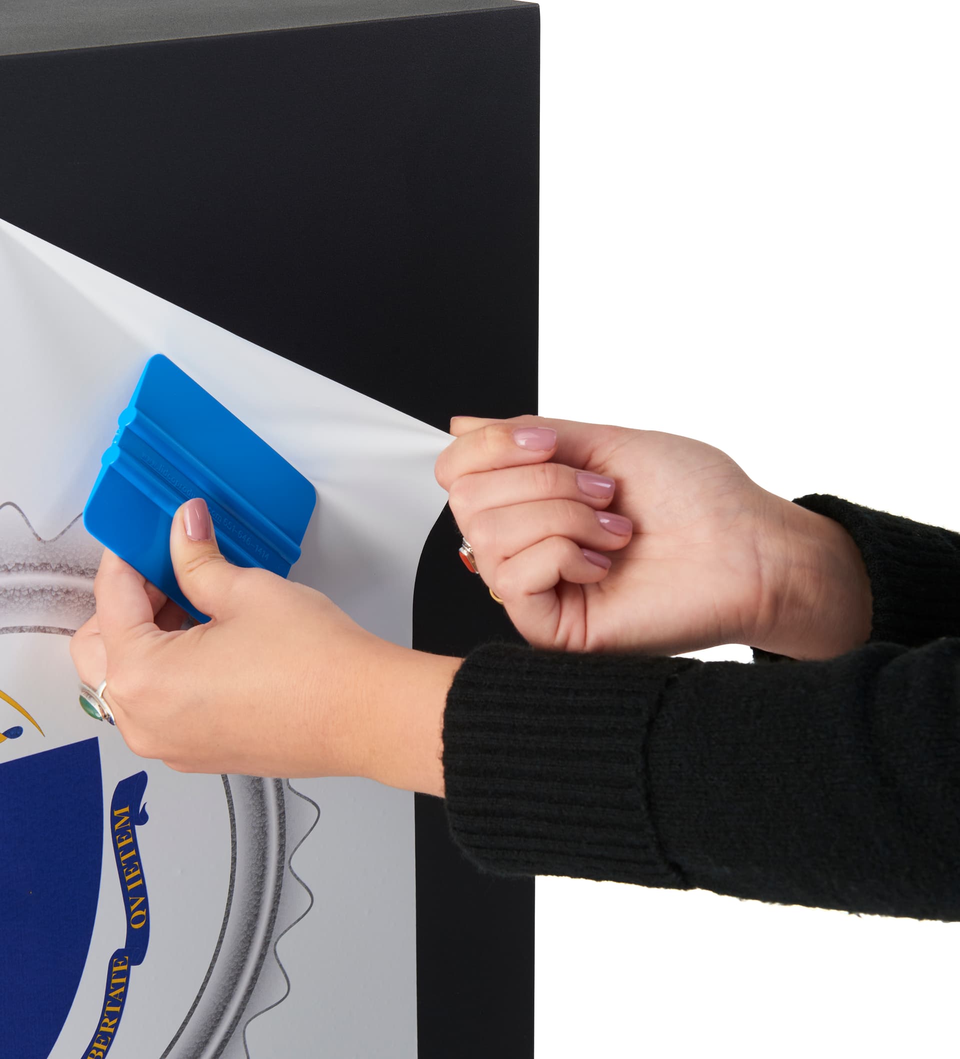 Custom adhesive graphic for FDHDBBP1 pedestal drop box with easy application