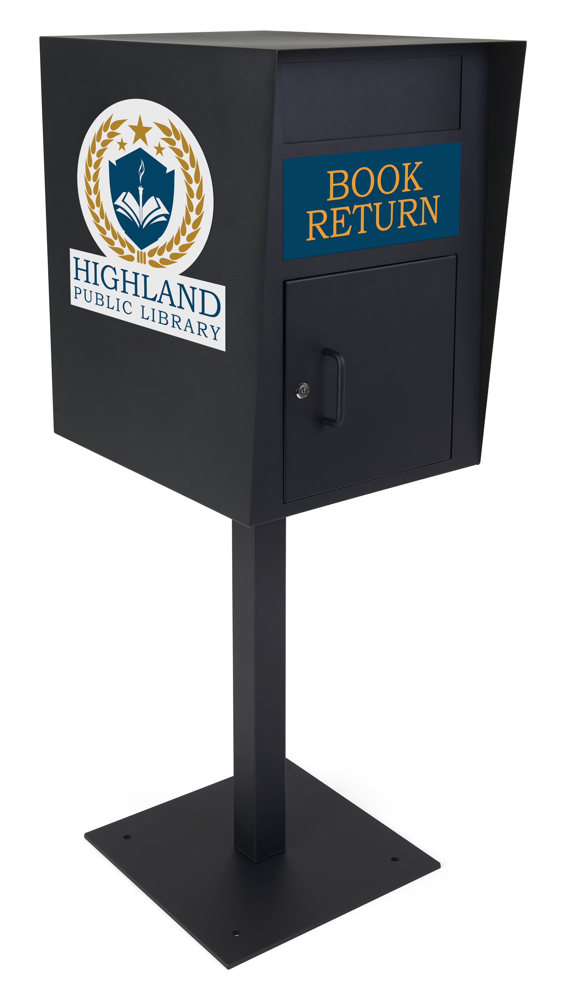 Custom adhesive graphic for FDHDBBP1 pedestal drop box with contour cut design