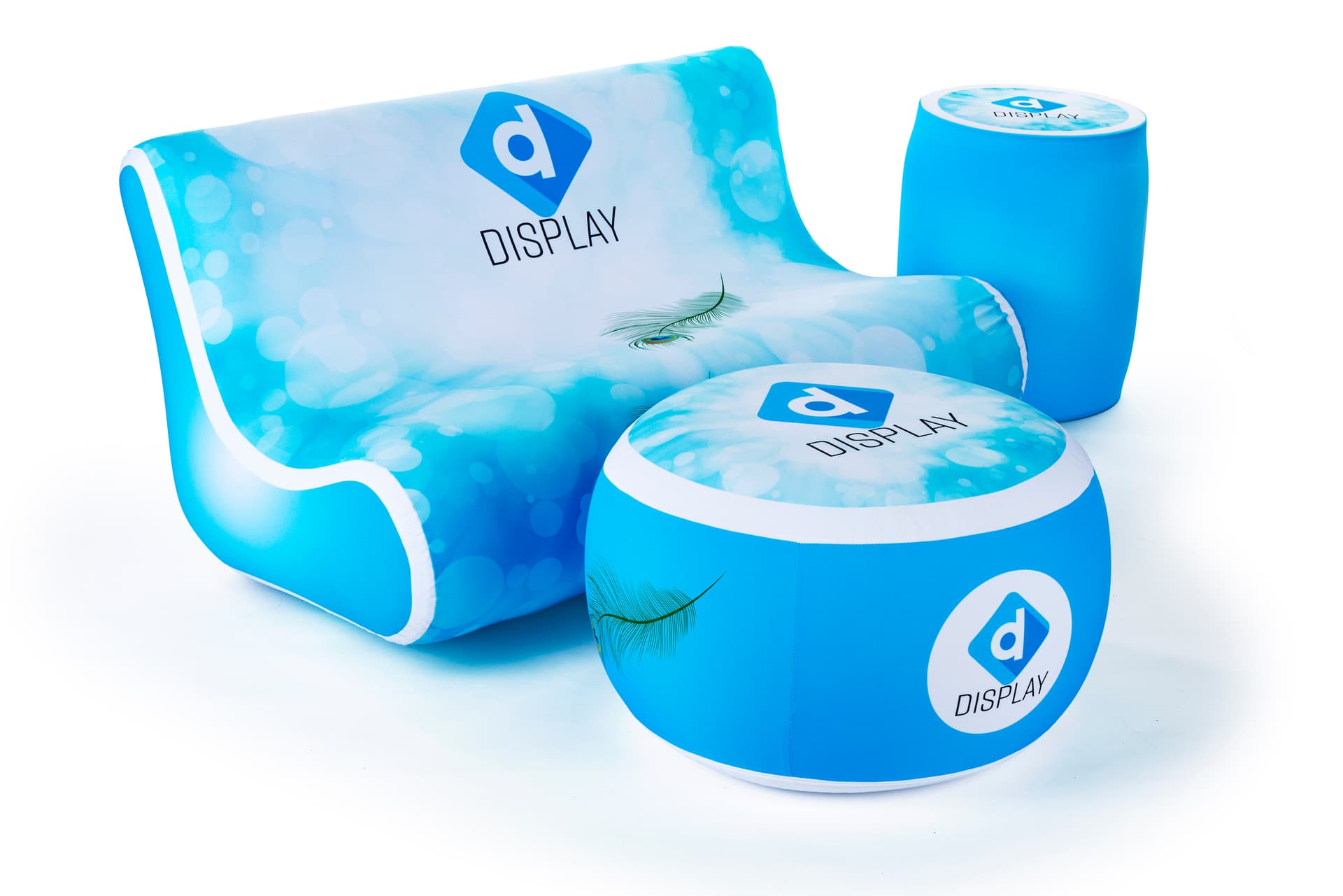 branded inflatable sofa in example set