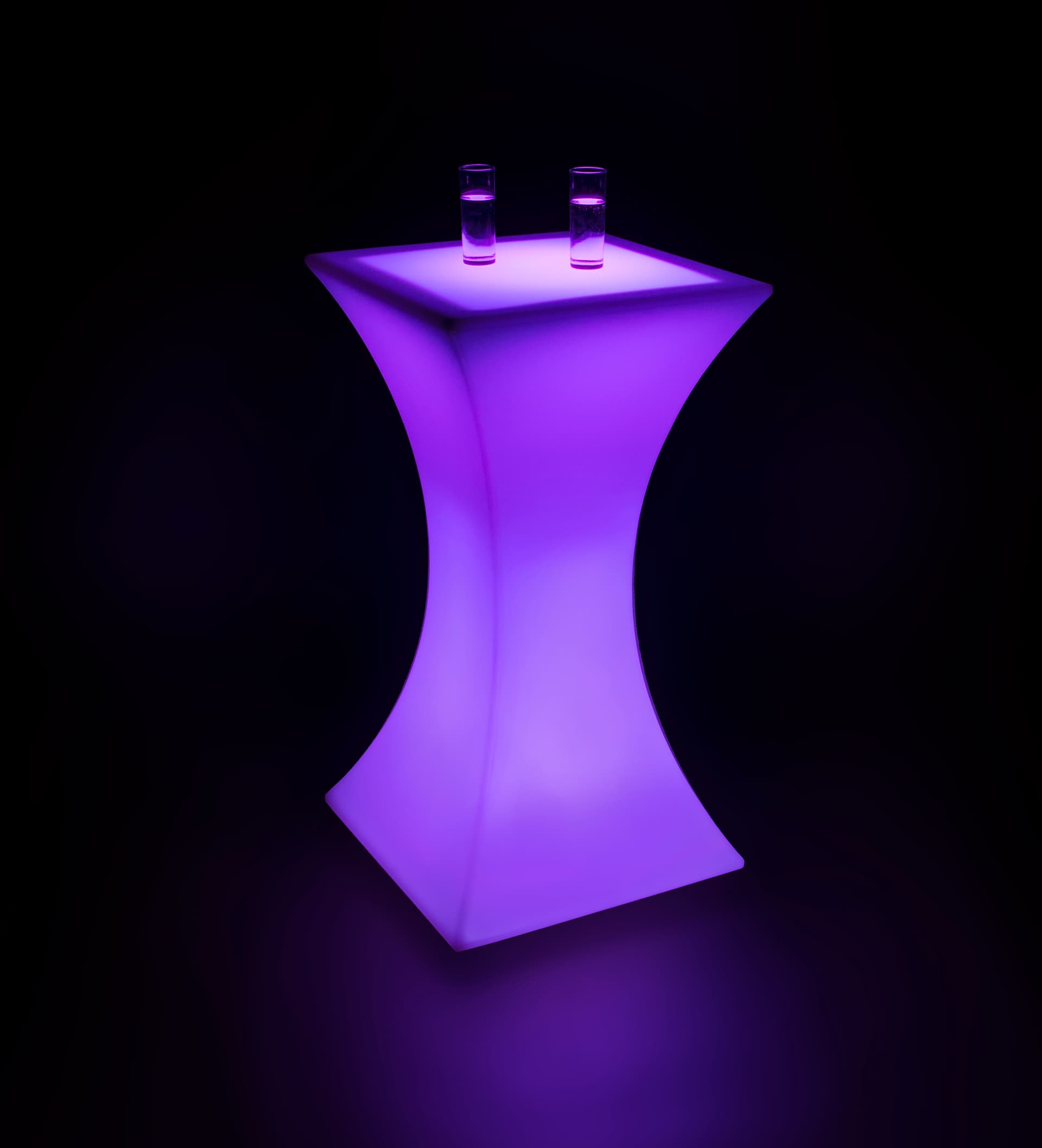 Purple LED Hourglass Pub Table