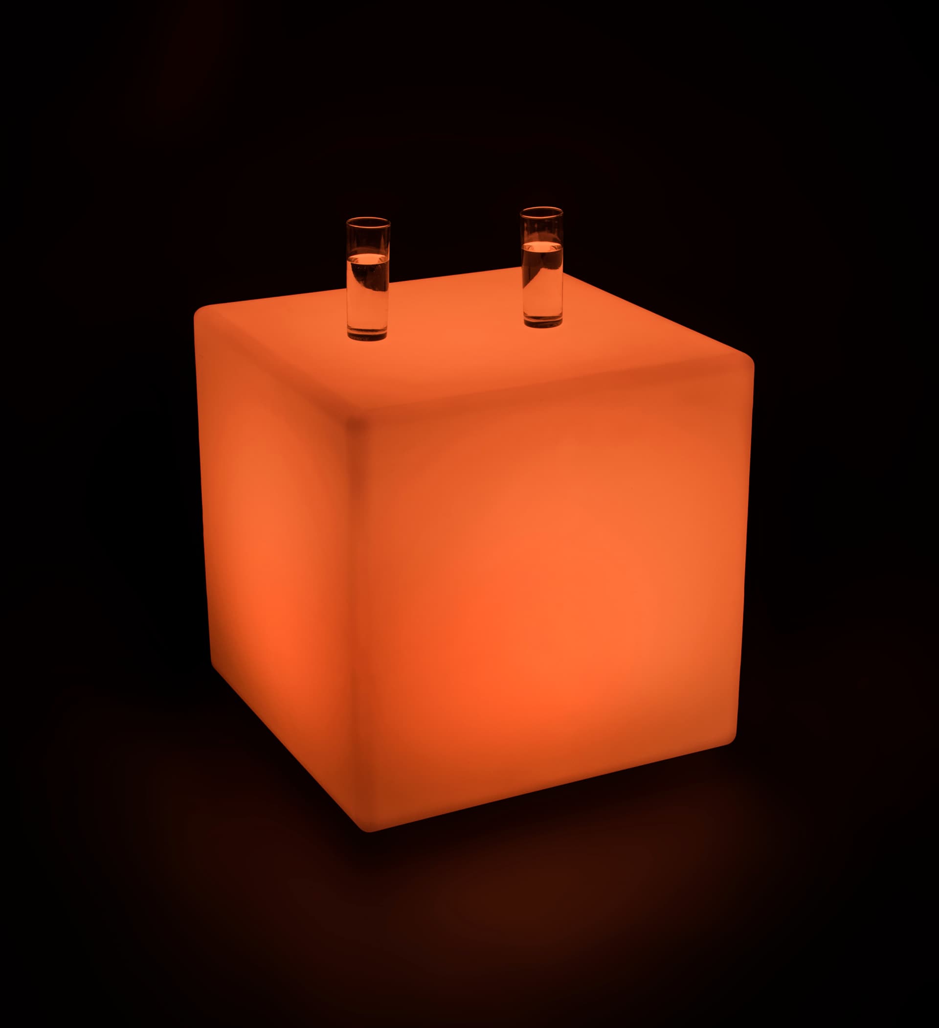 LED Cube Table with Orange Color