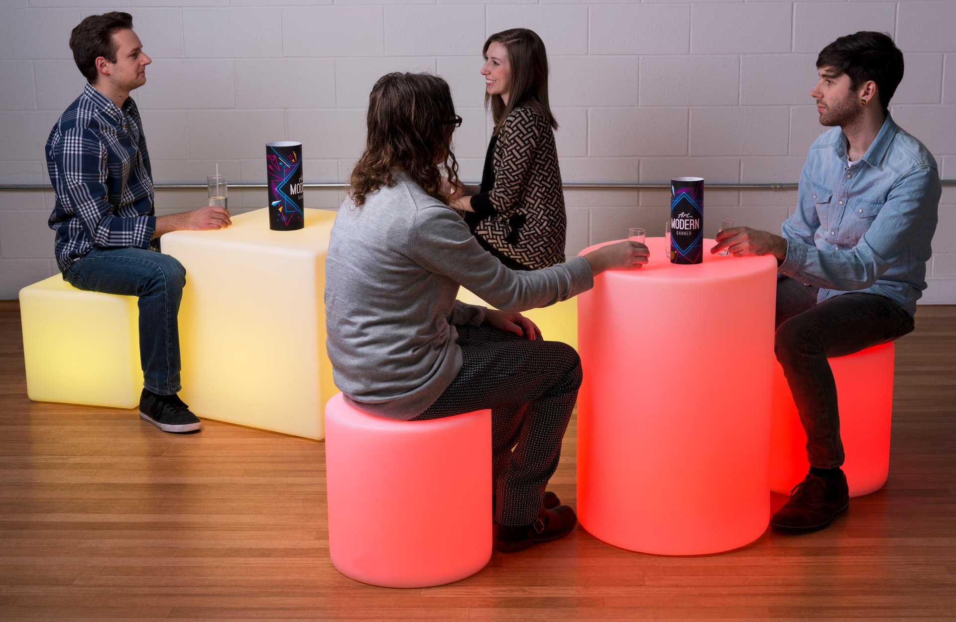 LED Cube Table with Multicolored Light Options