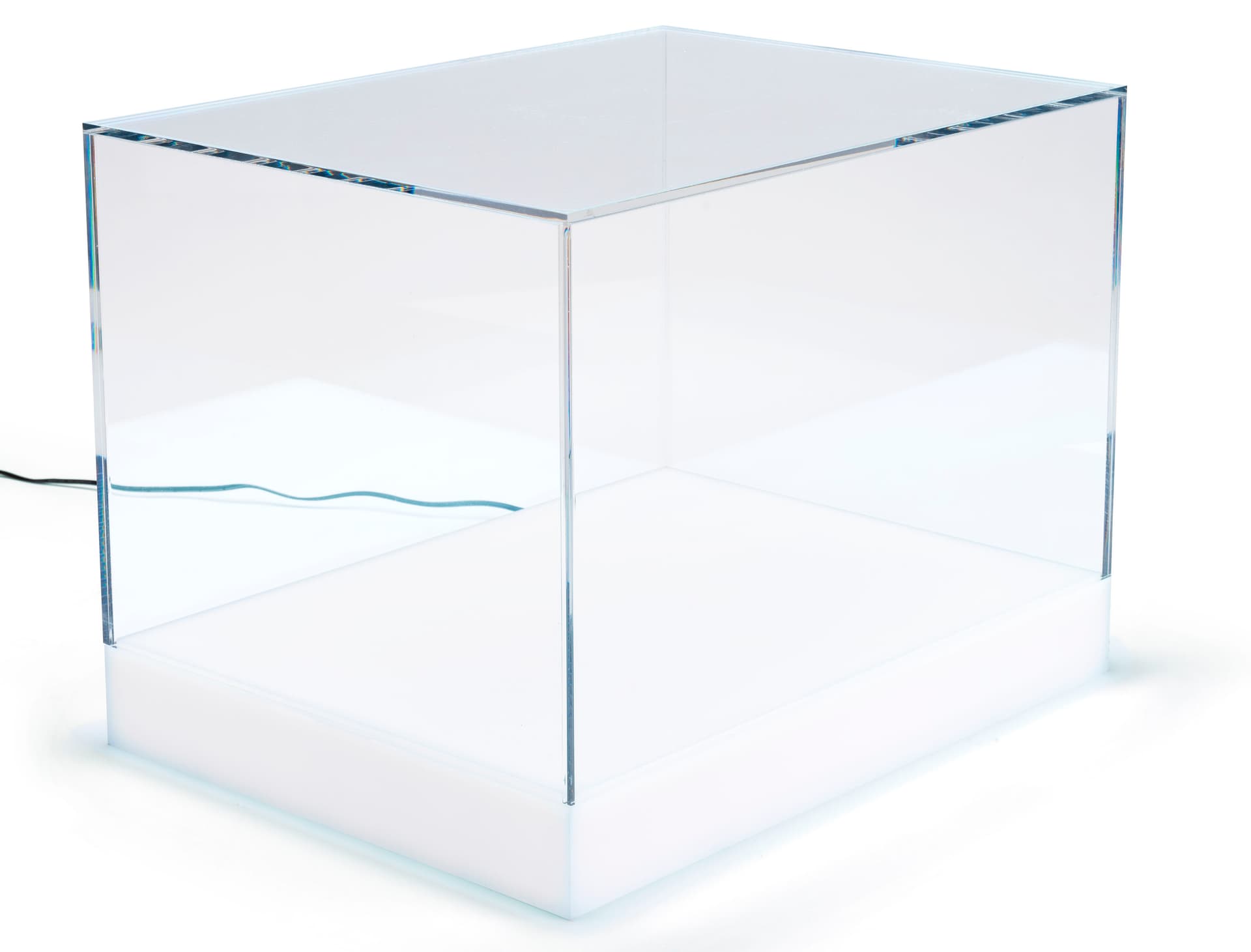 Countertop led collectables display case with 16 color base
