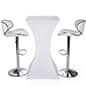 Lighted Hourglass Cocktail Table Set, 2 White Leatherette Stools, Rechargeable
