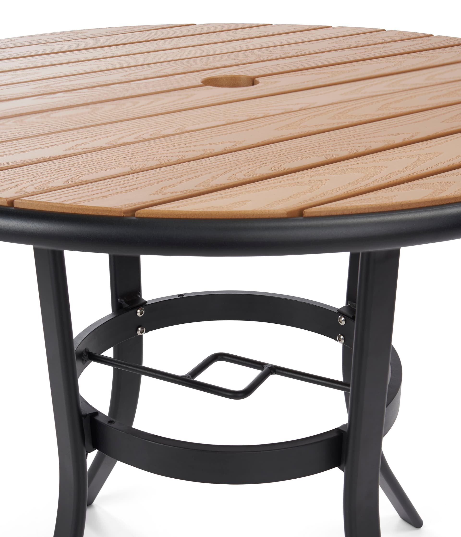 Outdoor patio dining table with faux wood 