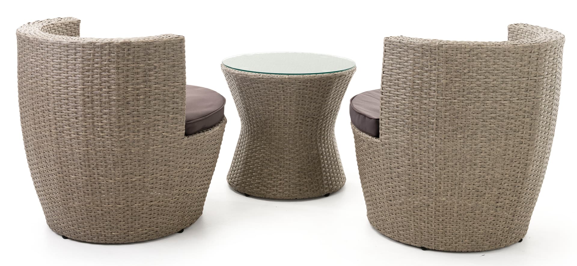 3 piece wicker bistro set with weaved striated pattern