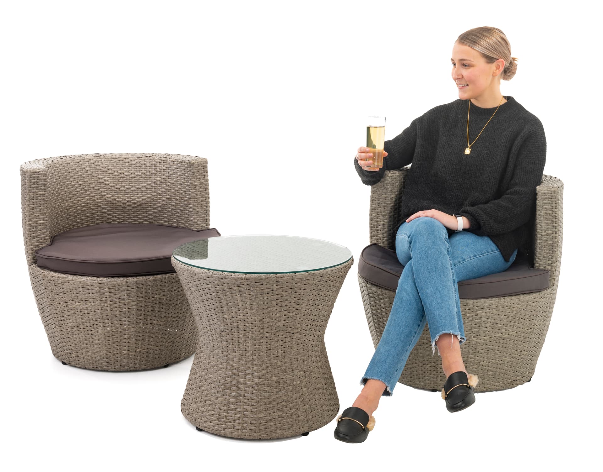 3 piece wicker bistro set for two people