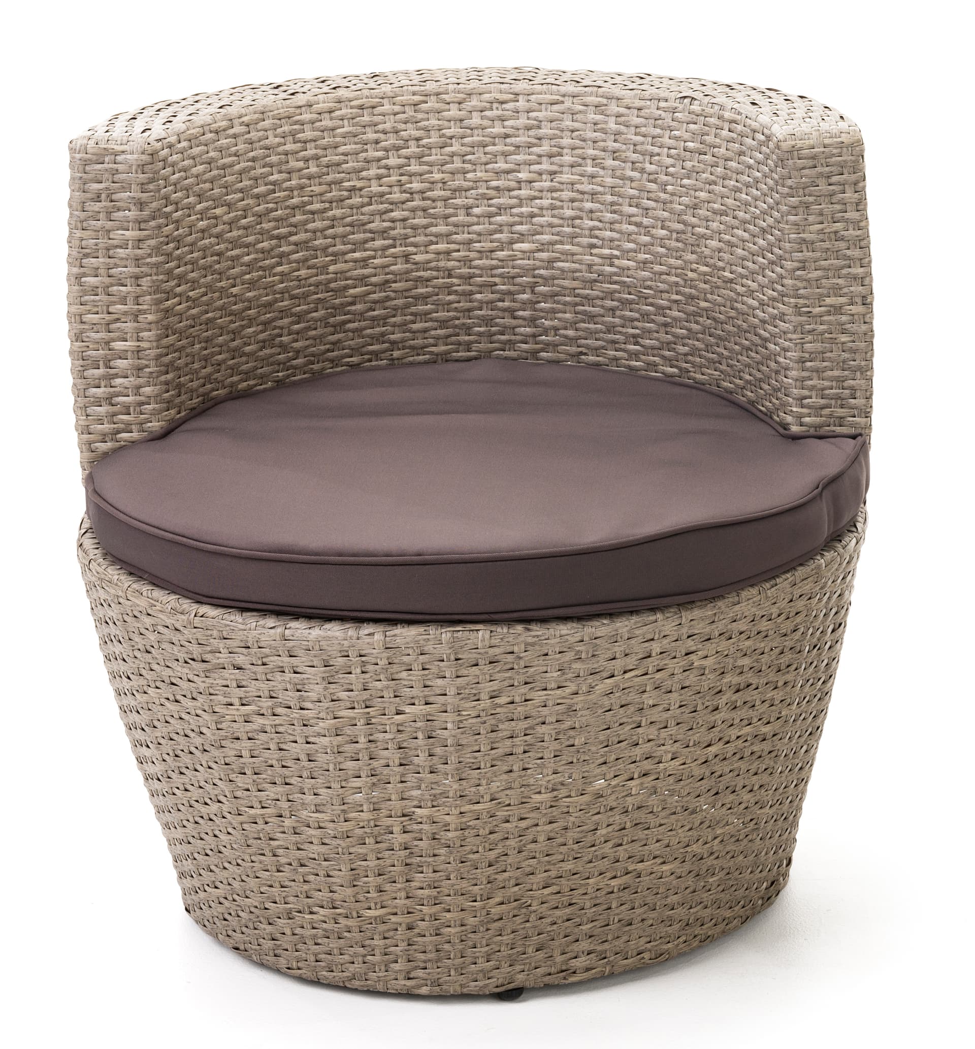 3 piece wicker bistro set with 2" thick machine washable polyester cushions