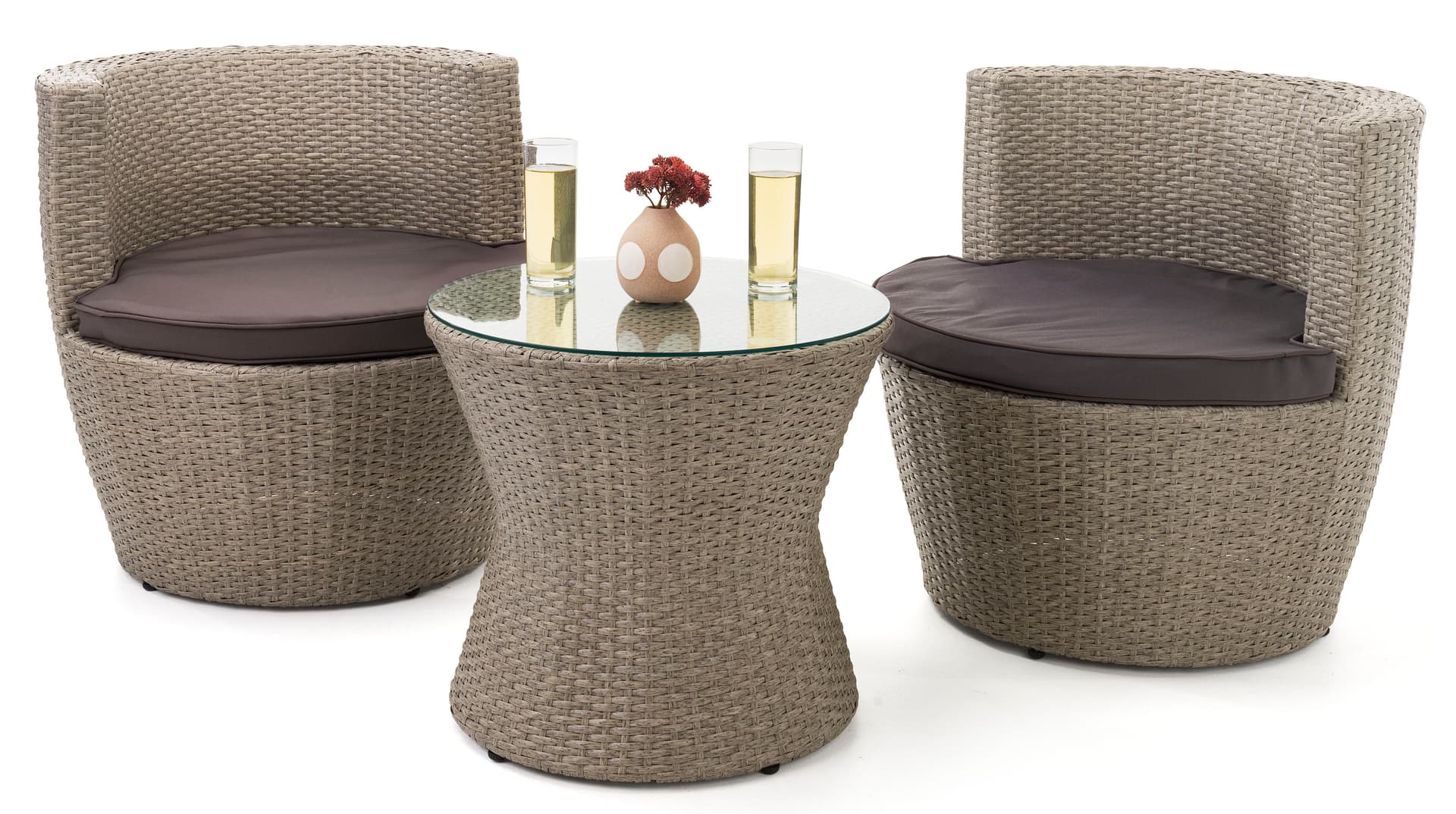 3 piece wicker bistro set with weather-resistant design