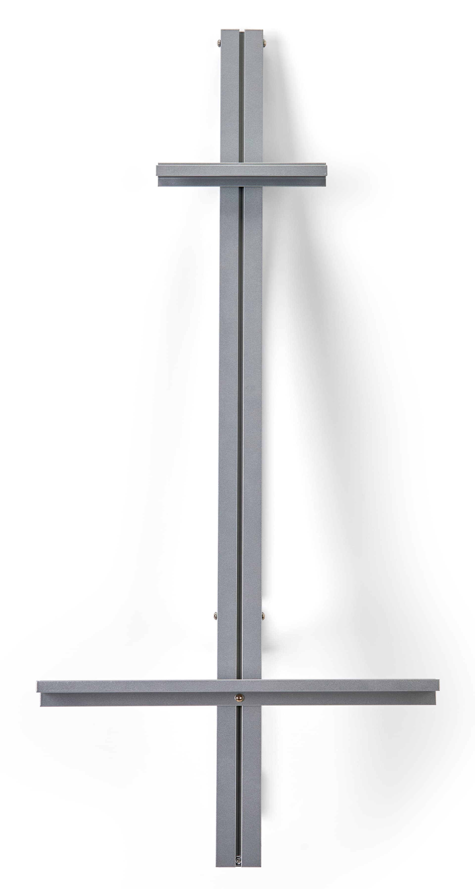 Wall mount easel with adjustable center bars to accommodate a range of poster sizes