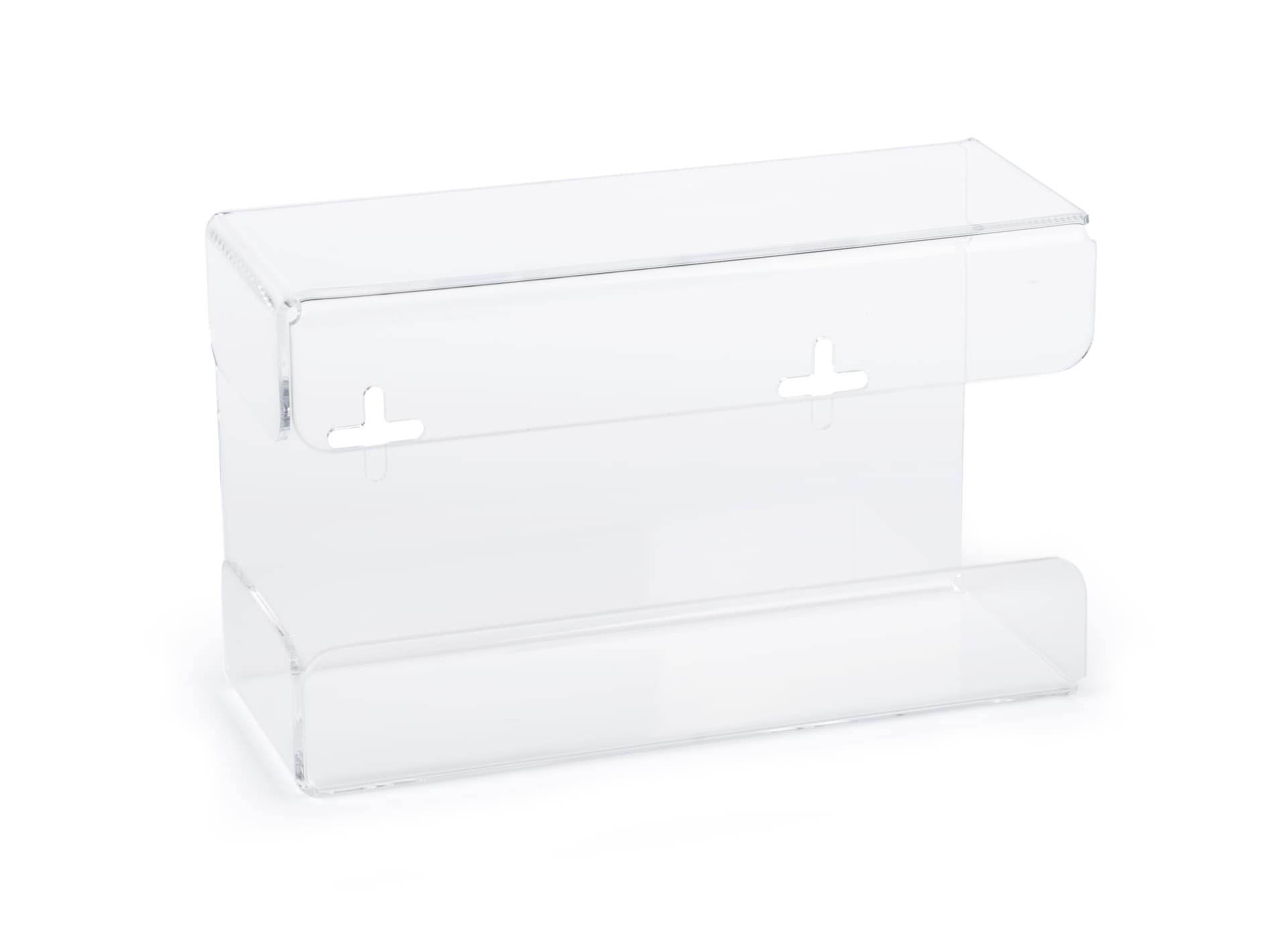 Acrylic glove box dispenser with horizontal placement