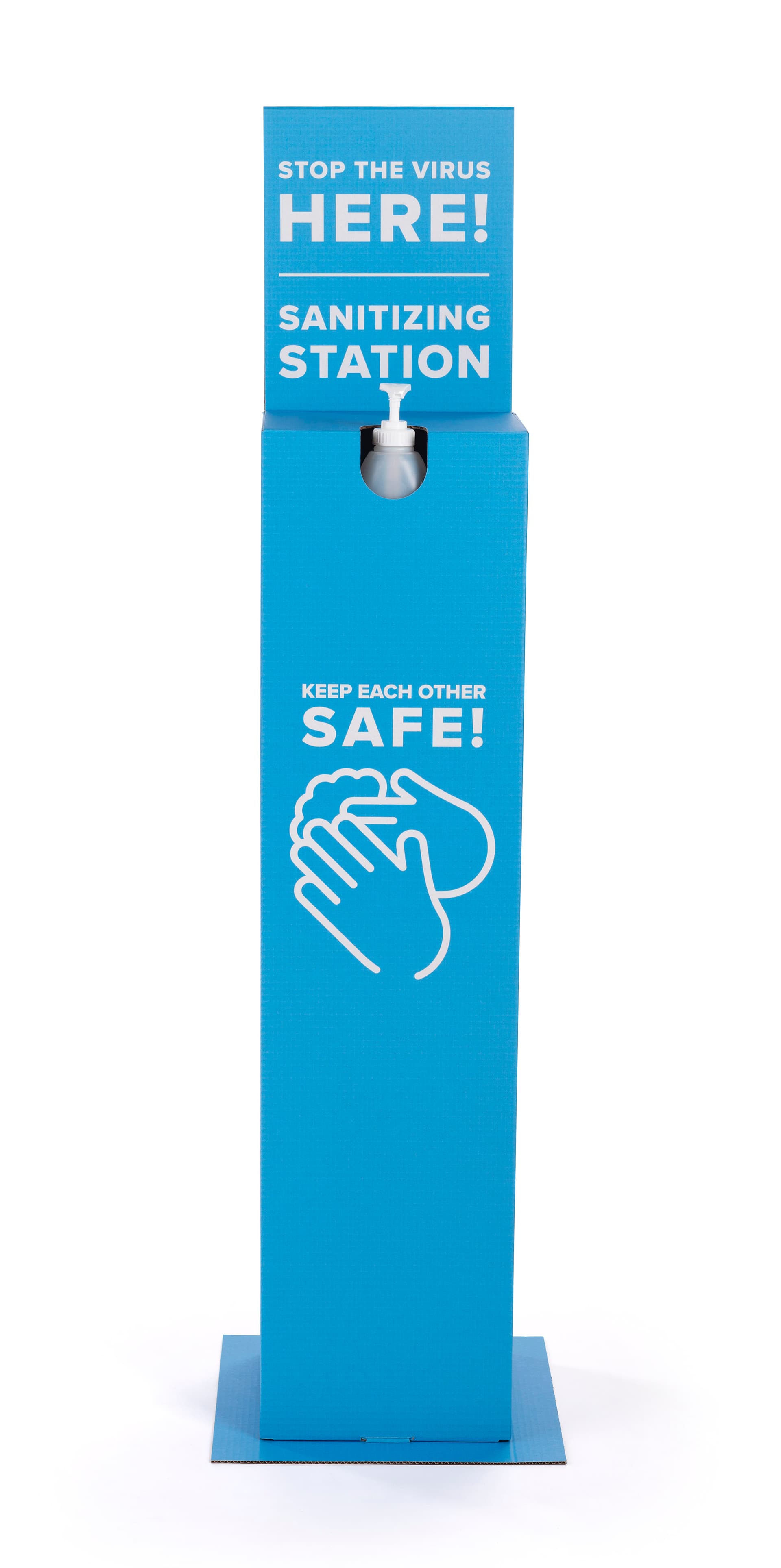Cardboard hand sanitizer station with 10 inch width