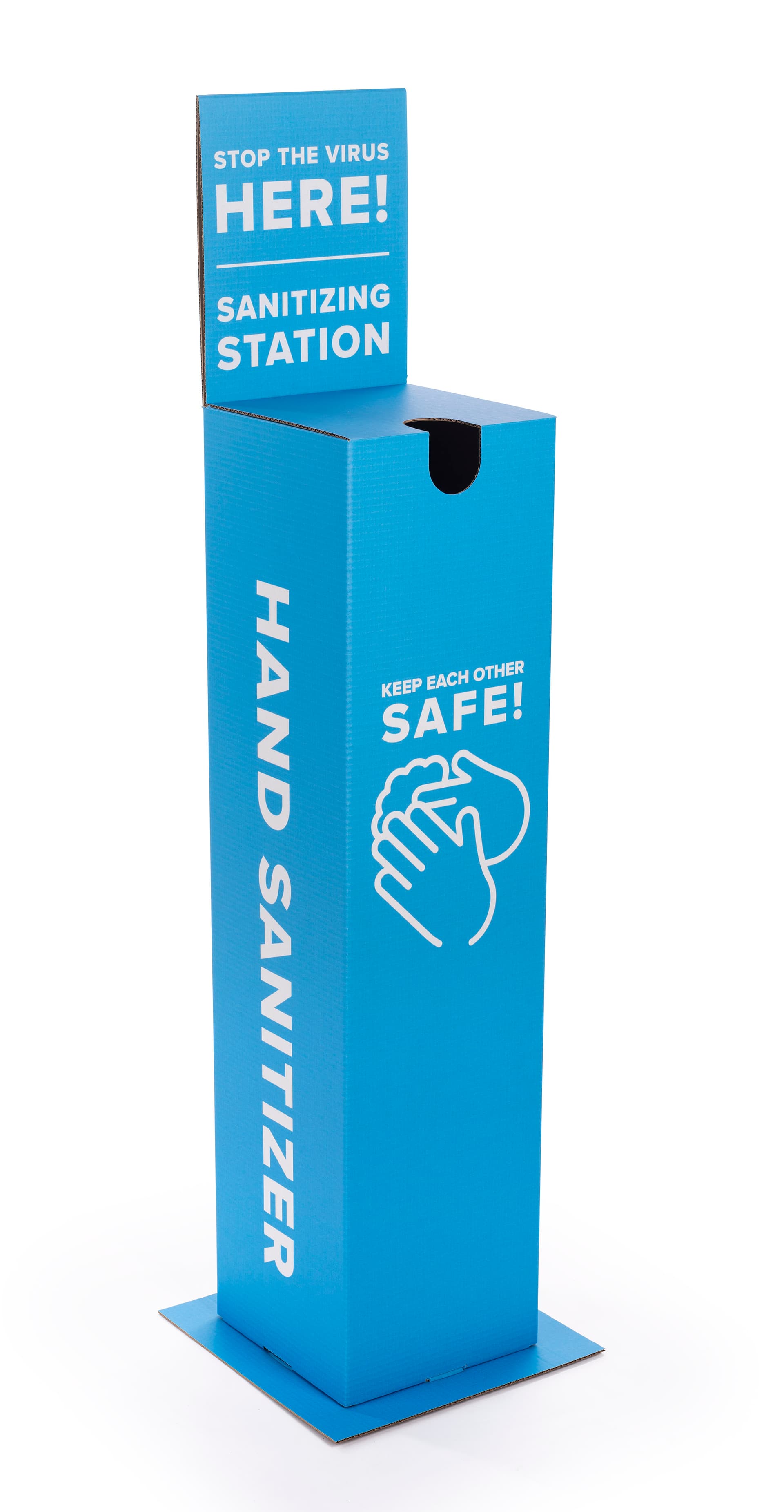 Pre-printed cardboard hand sanitizer station