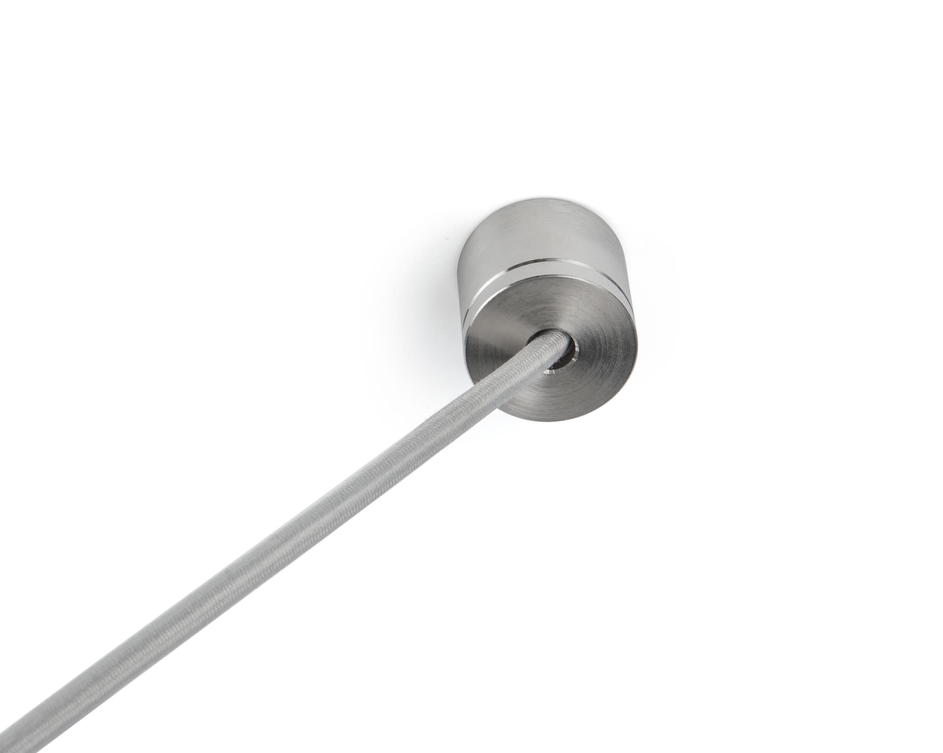 Silver Stanchion Cord Wall Terminator Mounted to the Wall
