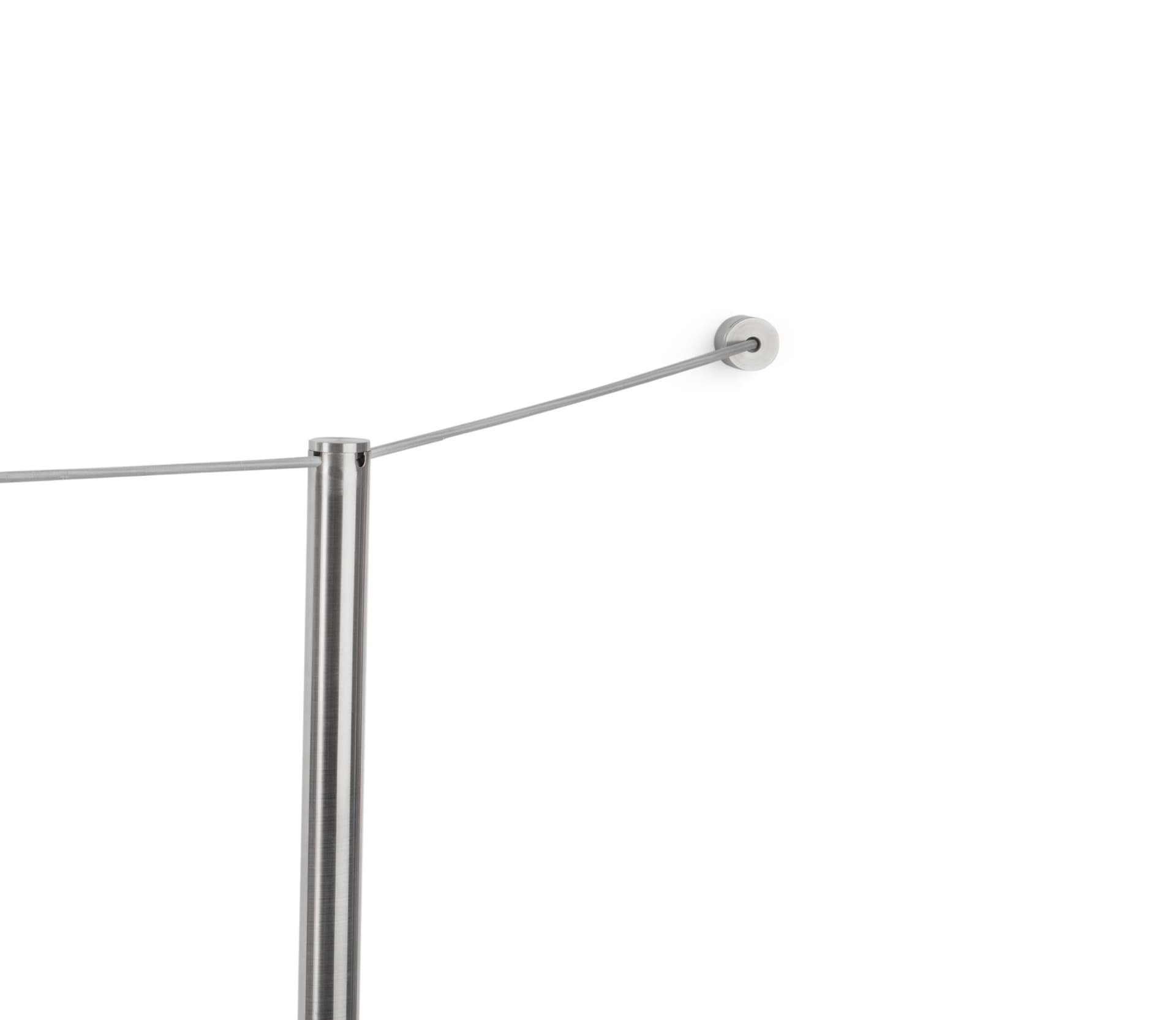 Silver Stanchion Cord Wall Terminator Attached to Floor Standing Post